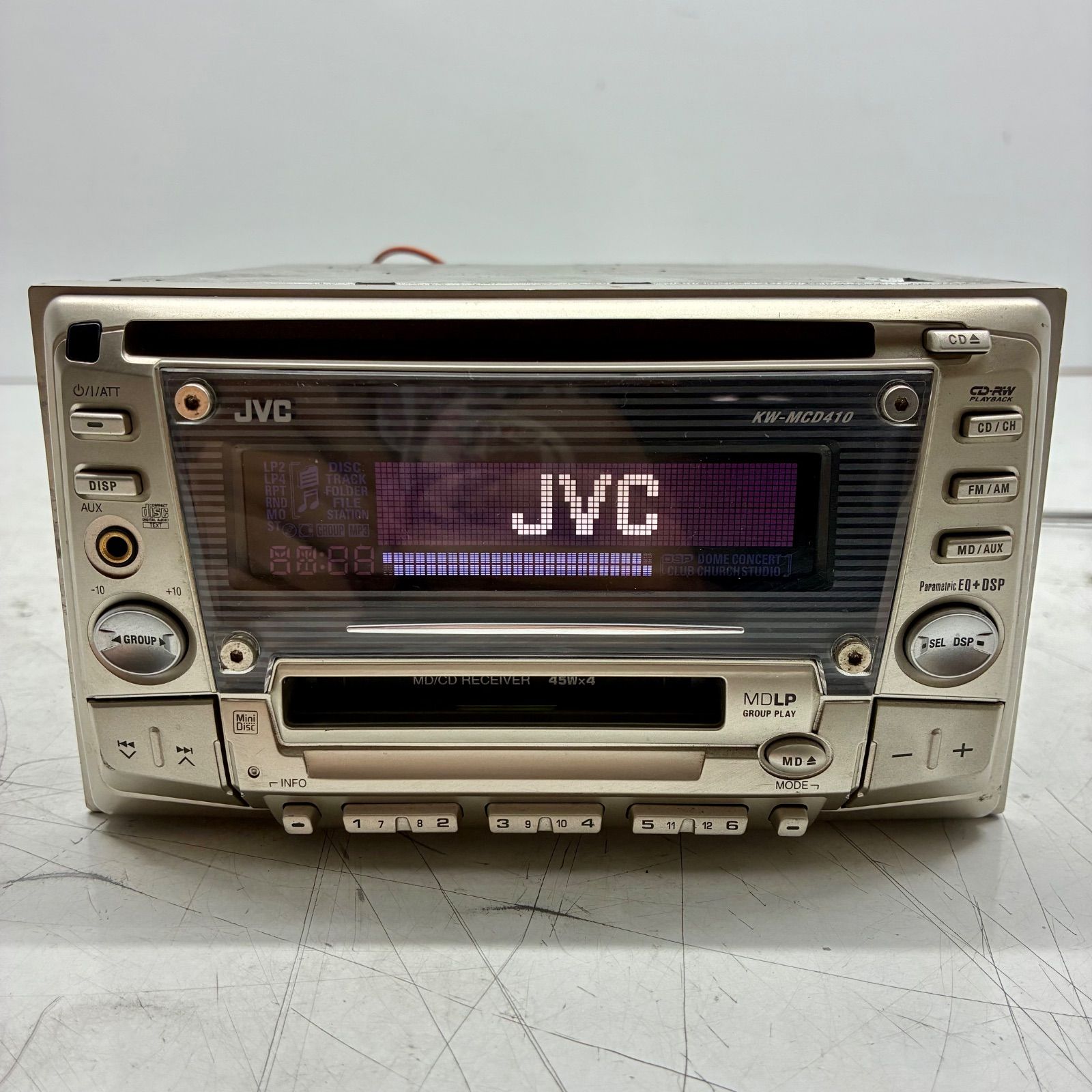 Y【当時物】JVC KW-MCD410 2DIN カーオーディオ チューナー デッキ