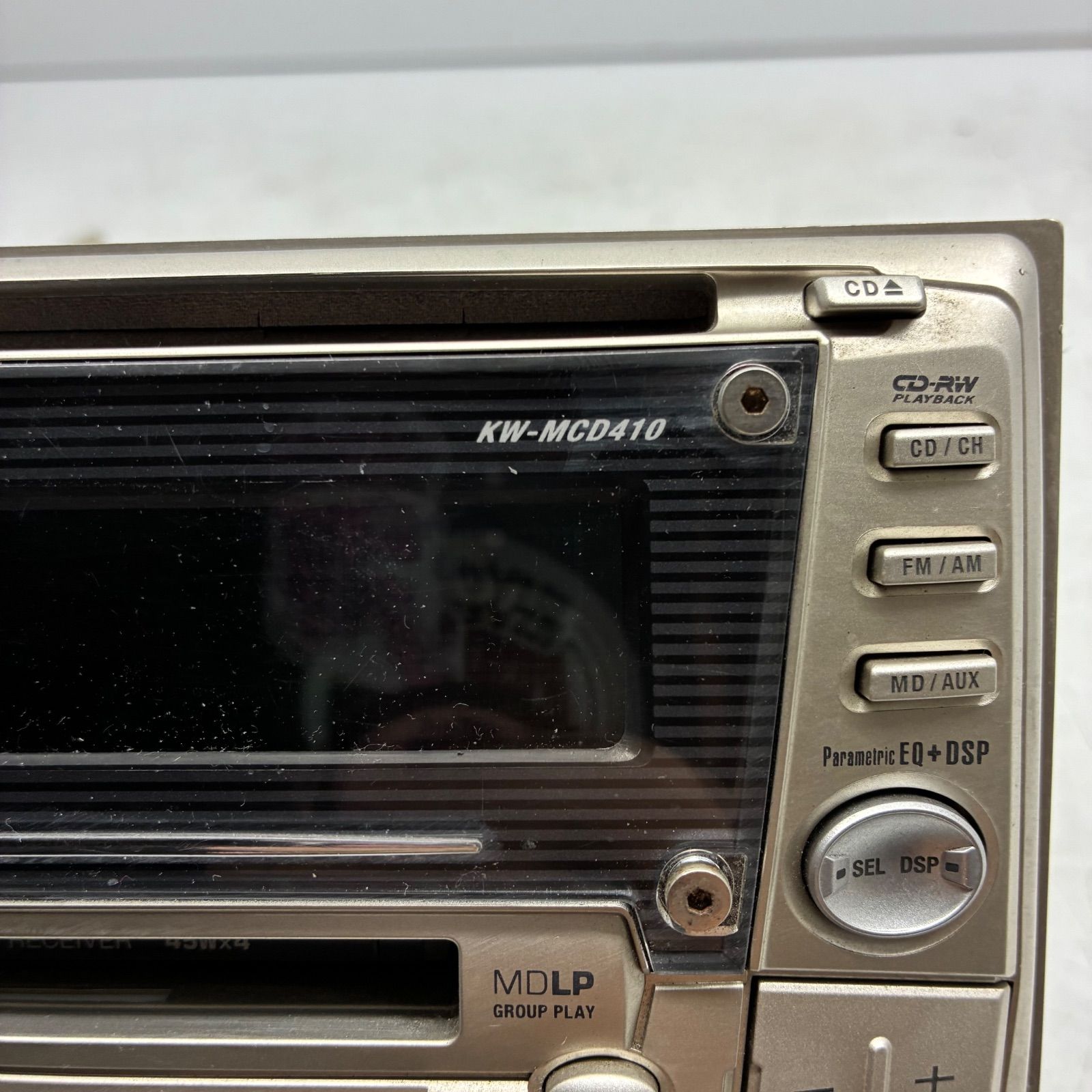 Y【当時物】JVC KW-MCD410 2DIN カーオーディオ チューナー デッキ