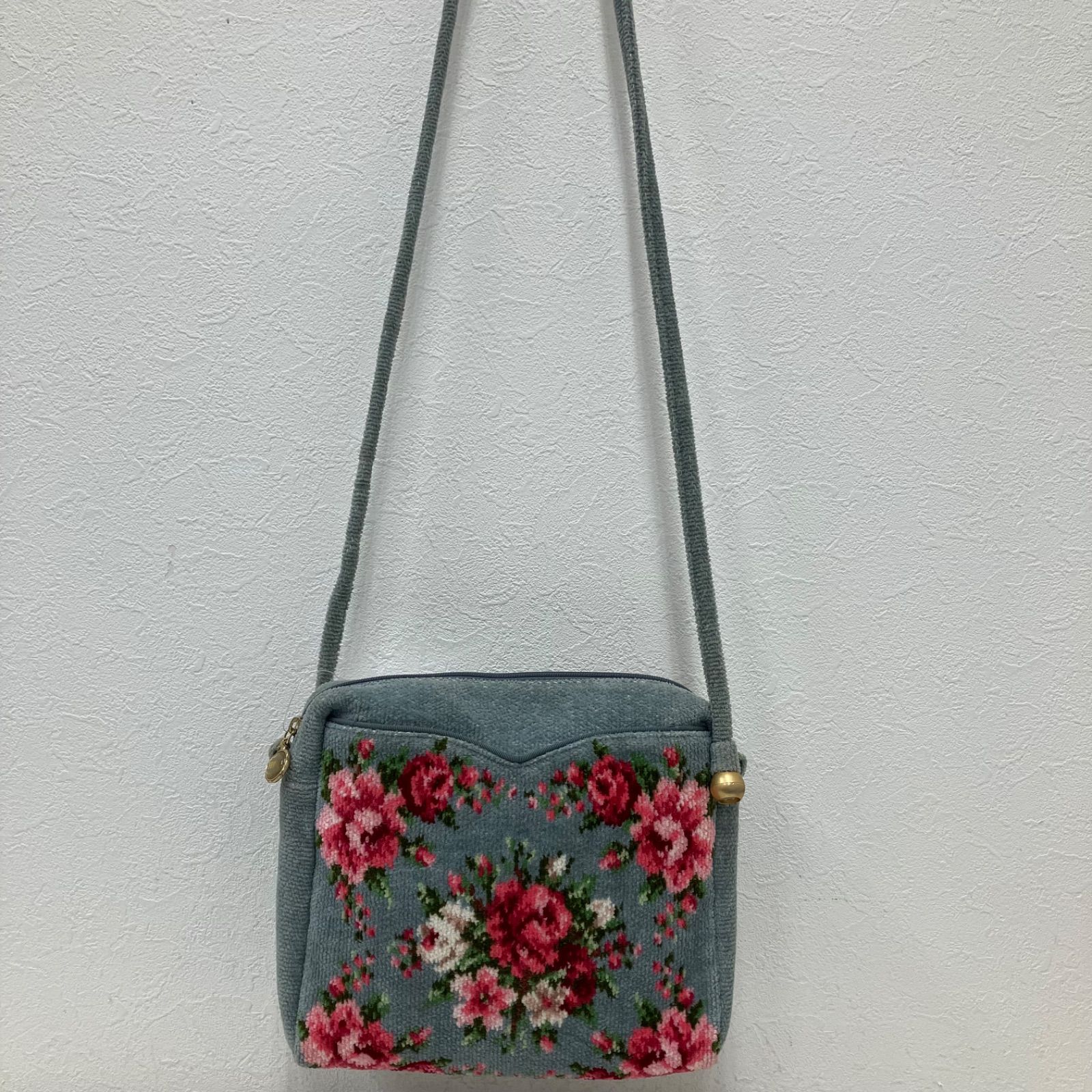 フェイラー ショルダーバッグ 斜め掛け 花柄 グレー マイジュリエット
