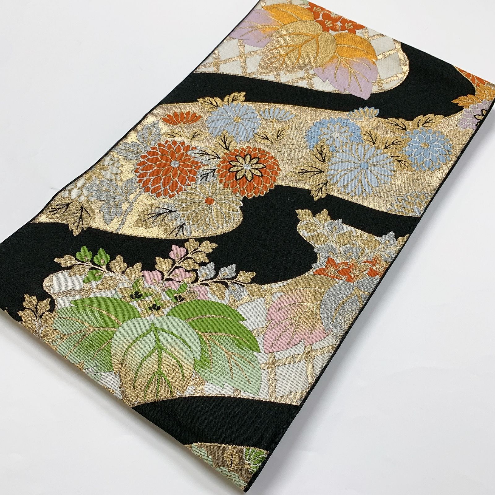 5994］袋帯 草花道長文様 金糸 六通 正絹 着物 フォーマル 黒 - メルカリ