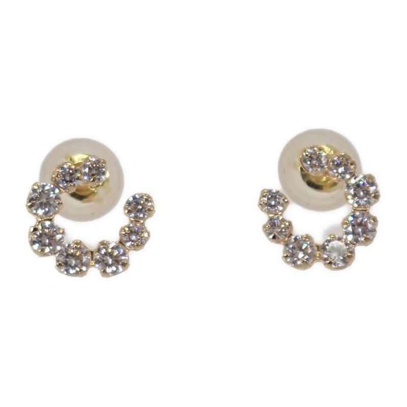 no brand】K18YG デザインジュエリー スワロフスキージルコニア ピアス