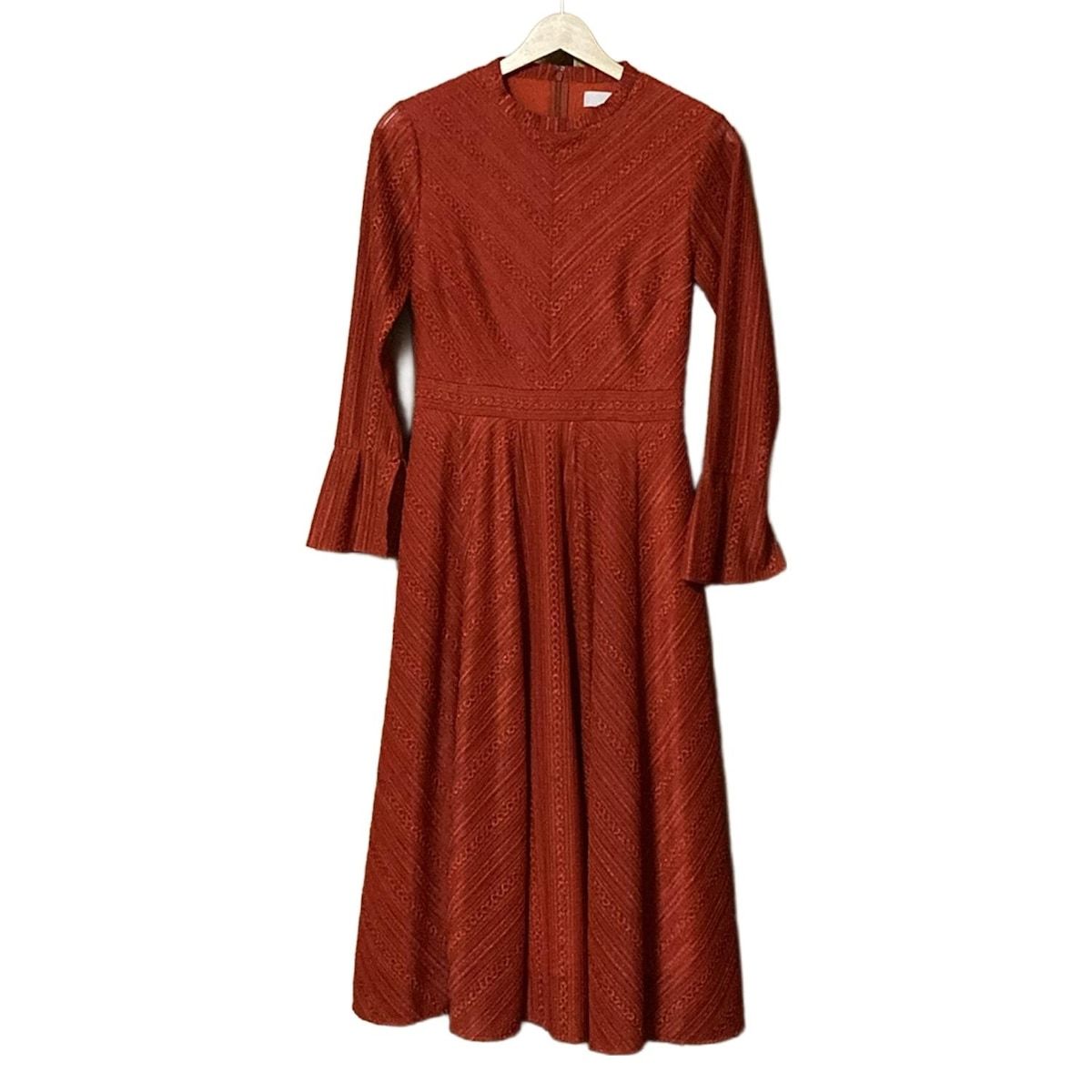 【未使用品】CELFORD ロングワンピース レッド チュール 36 CELFORD(セルフォード) ワンピース サイズ36 S レディース - レッド