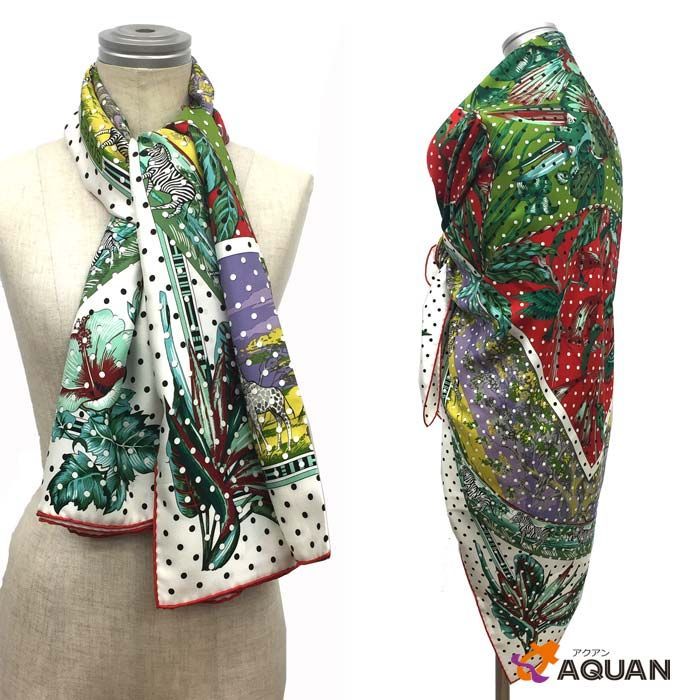 HERMES エルメス カレ140 ストール ショール TROPIQUES トロピカル 花