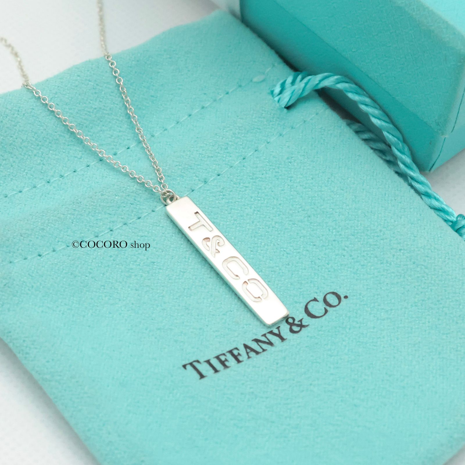 美品】ティファニー TIFFANY&Co. T & CO ロゴ バー ネックレス AG925 
