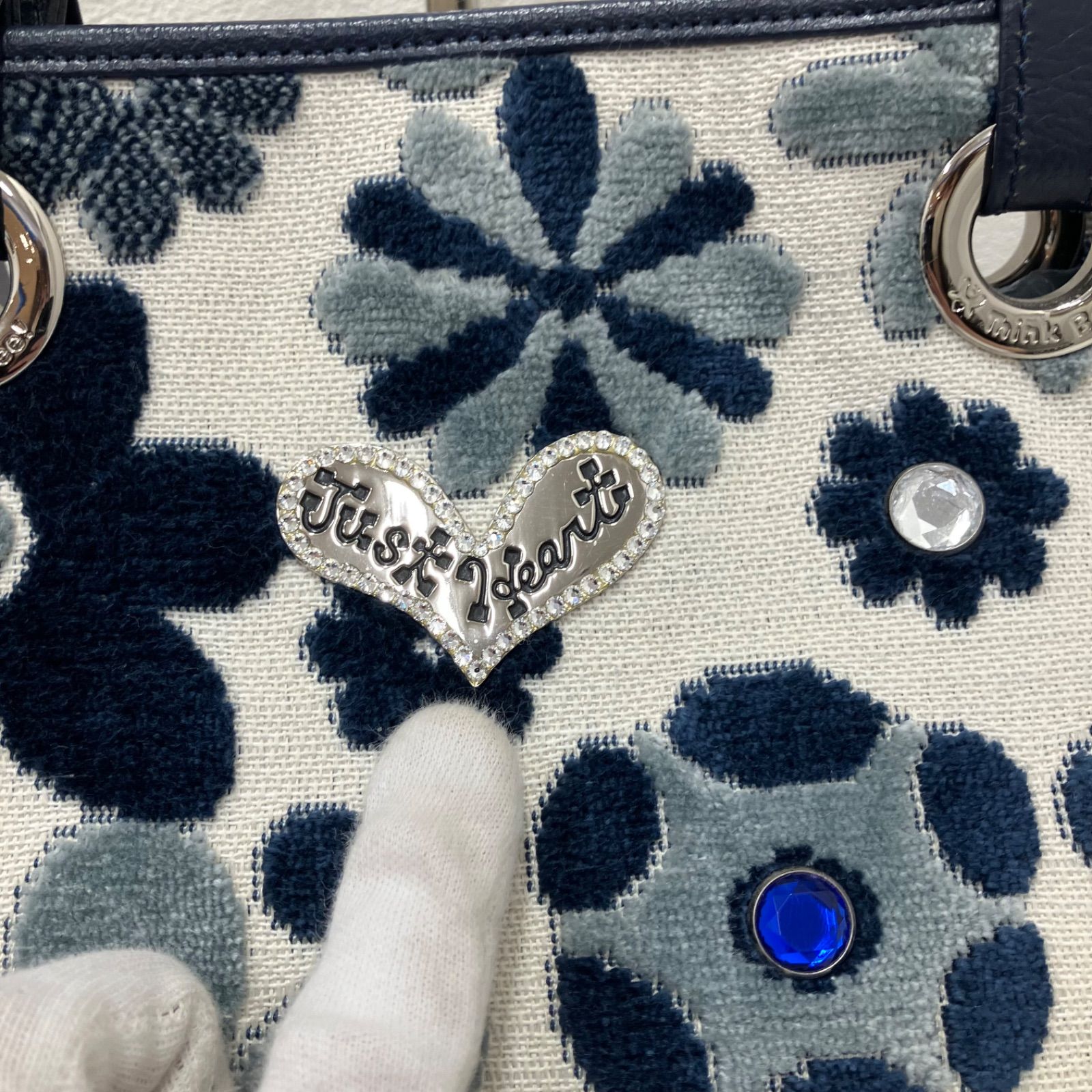 Think Bee! シンクビー Just Heart 花柄 トートバッグ ブルー系 ブルー 