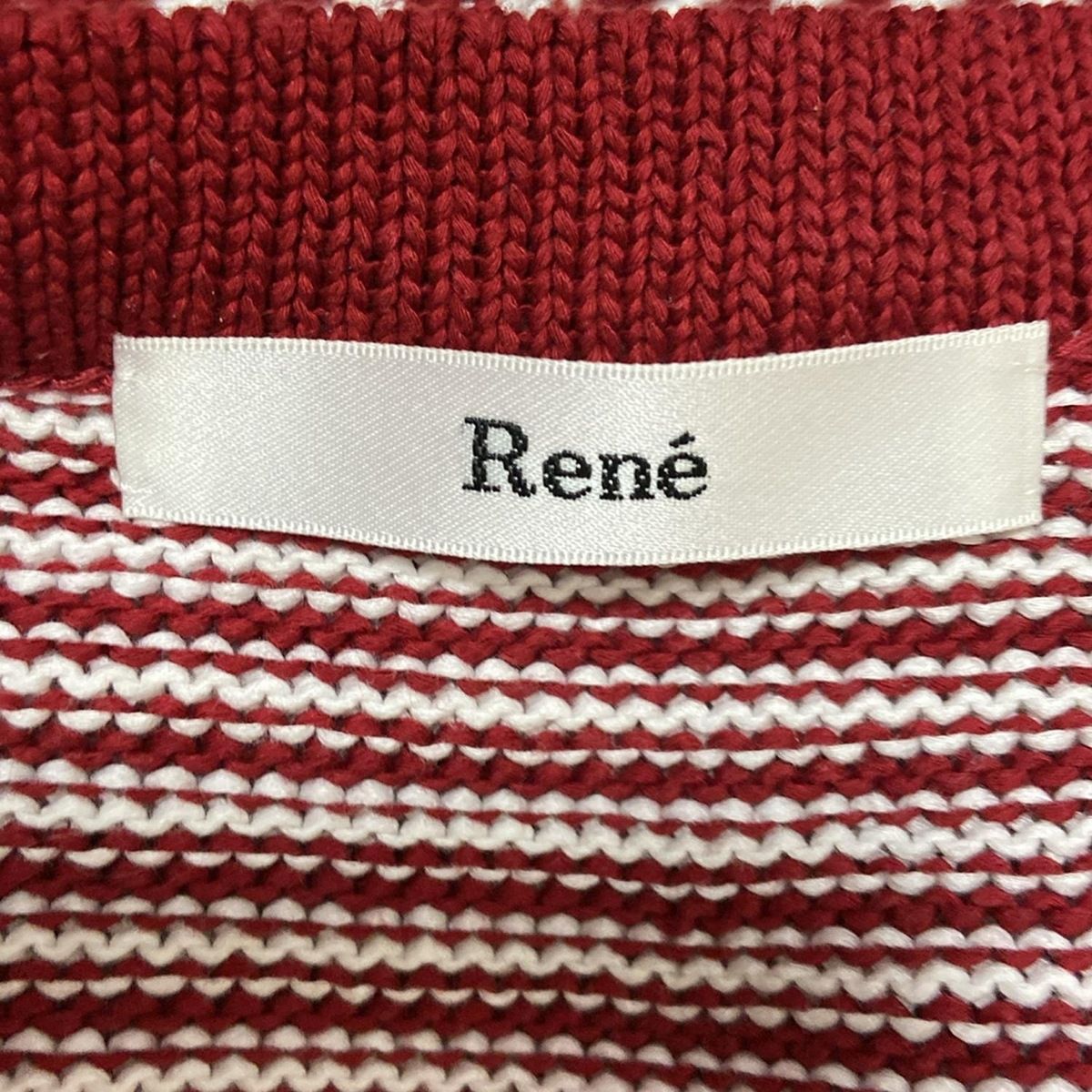 ルネ Rene カーディガン サイズ36 S - レッド レディース 七分袖