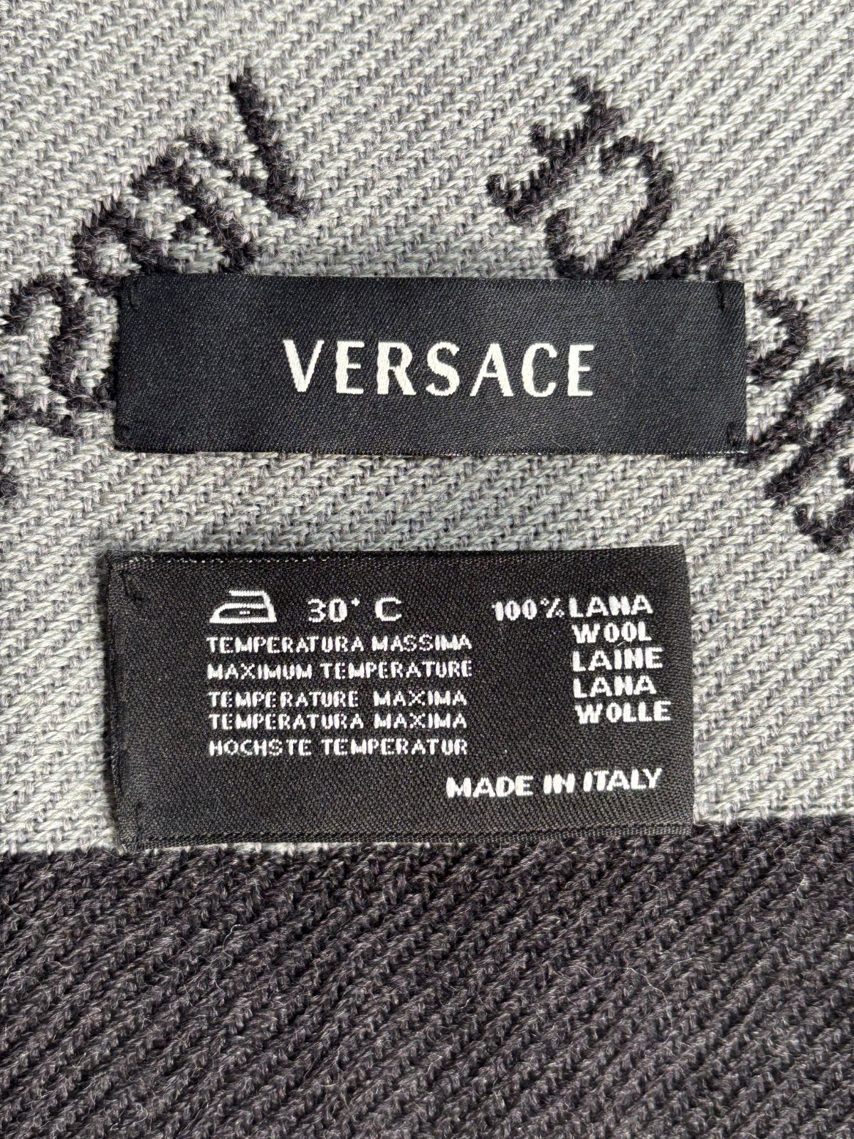 VERSACE ヴェルサーチ マフラー ストール ブラック×グレー メデューサ