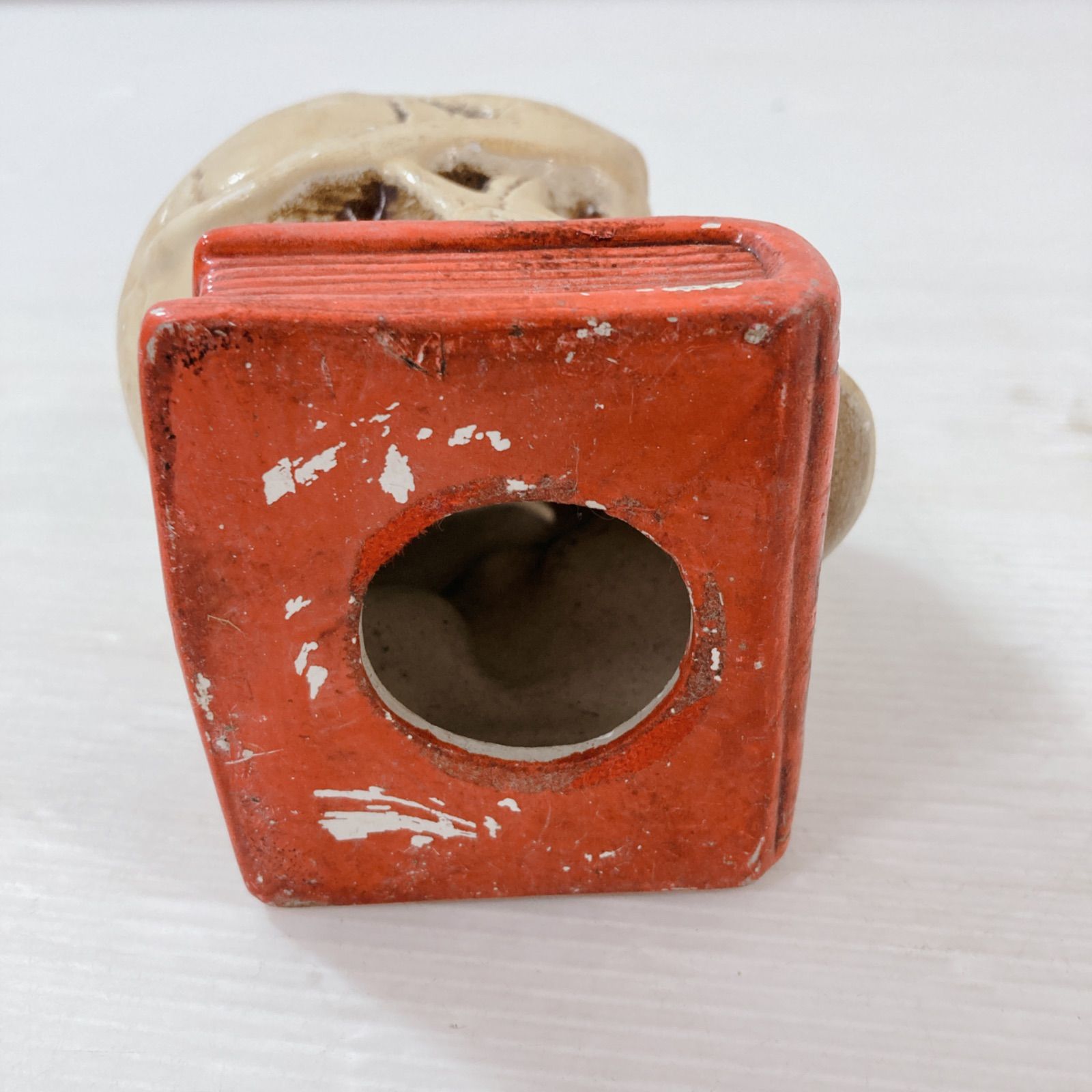 ヴィンテージ スカル型貯金箱 蓋なし 陶器製 貯金箱 - メルカリ