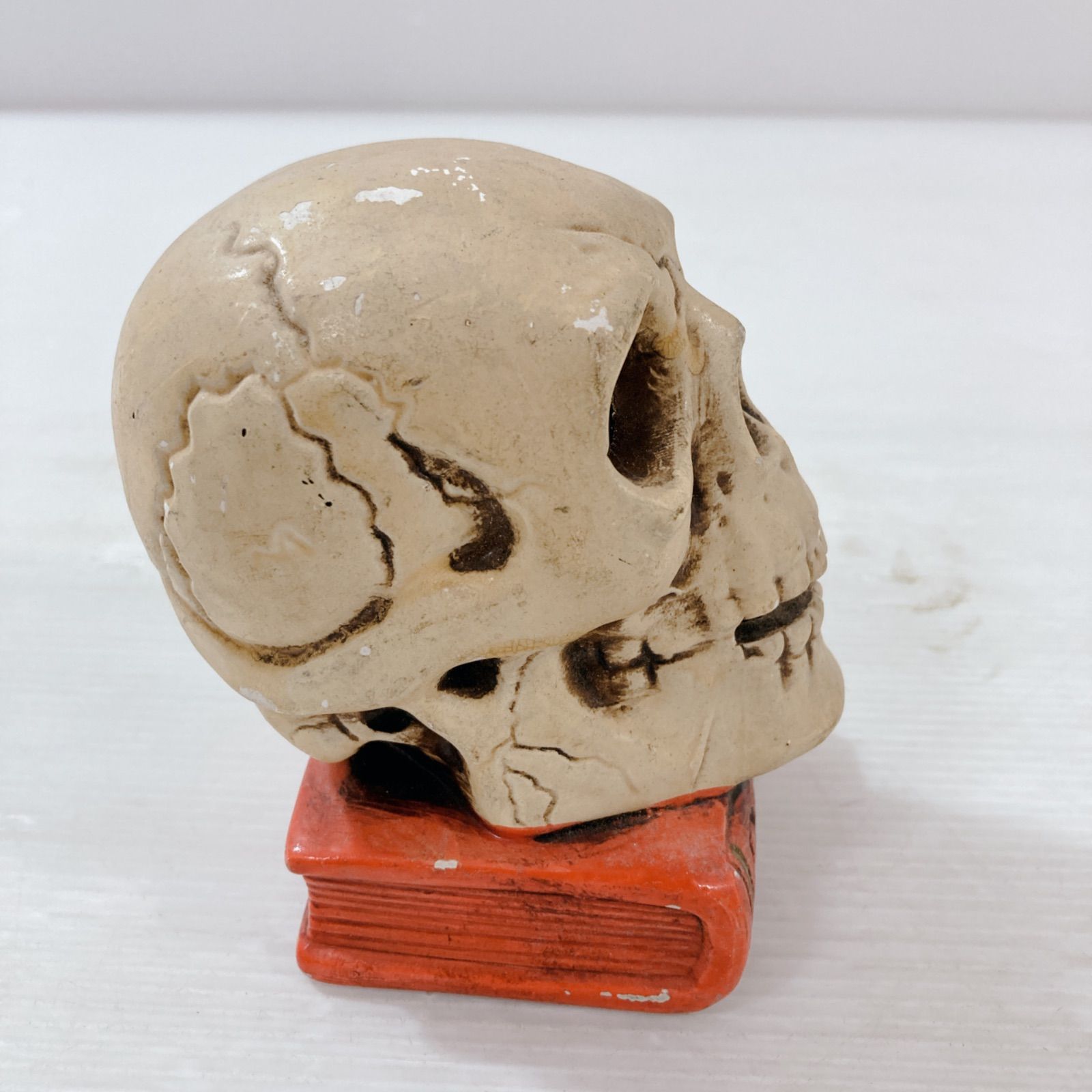 ヴィンテージ スカル型貯金箱 蓋なし 陶器製 貯金箱 - メルカリ