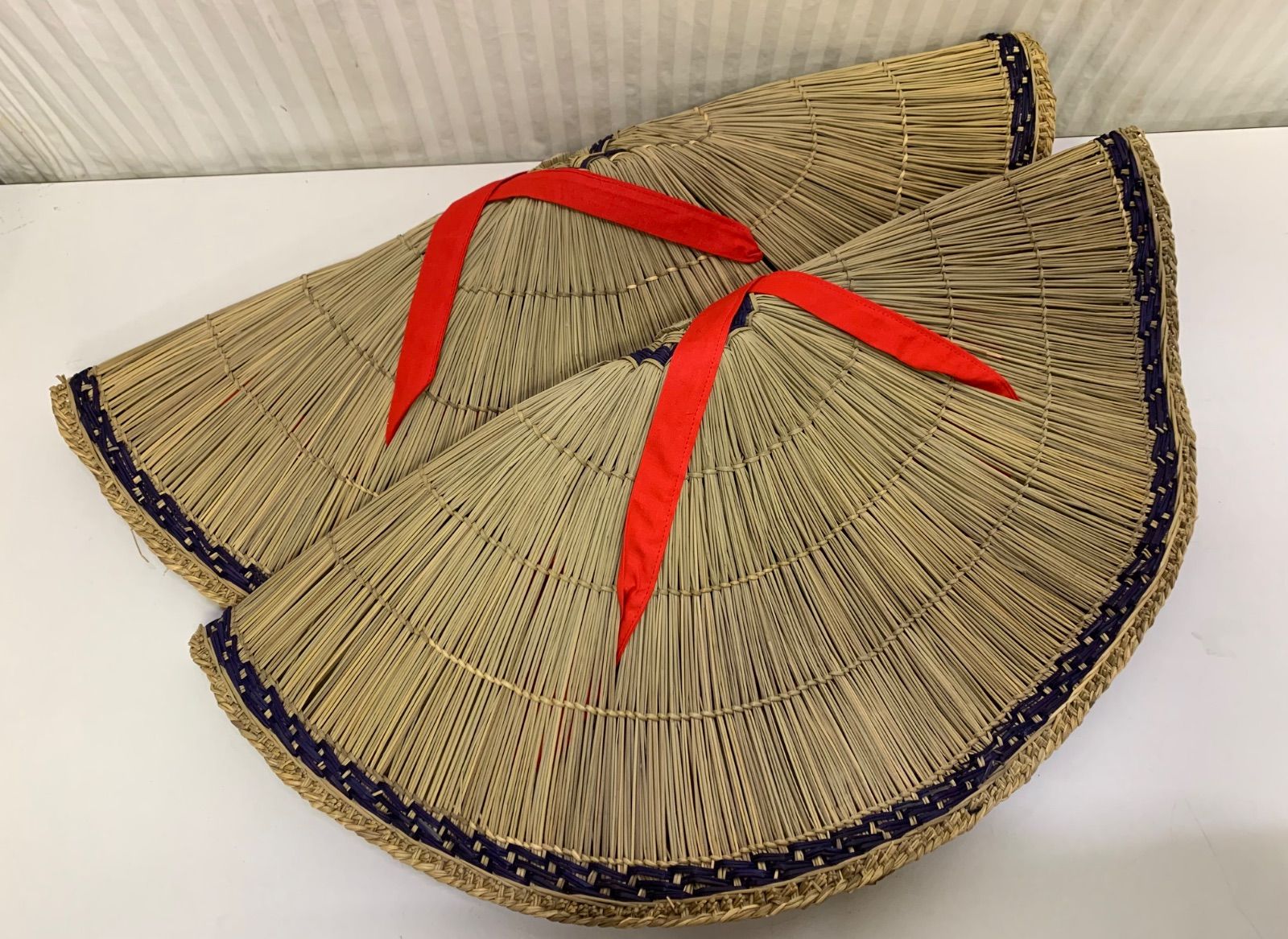 おけさ笠 編み笠 折編笠 おり編笠 赤紐 日本舞踊 阿波踊り 直径56cm 2