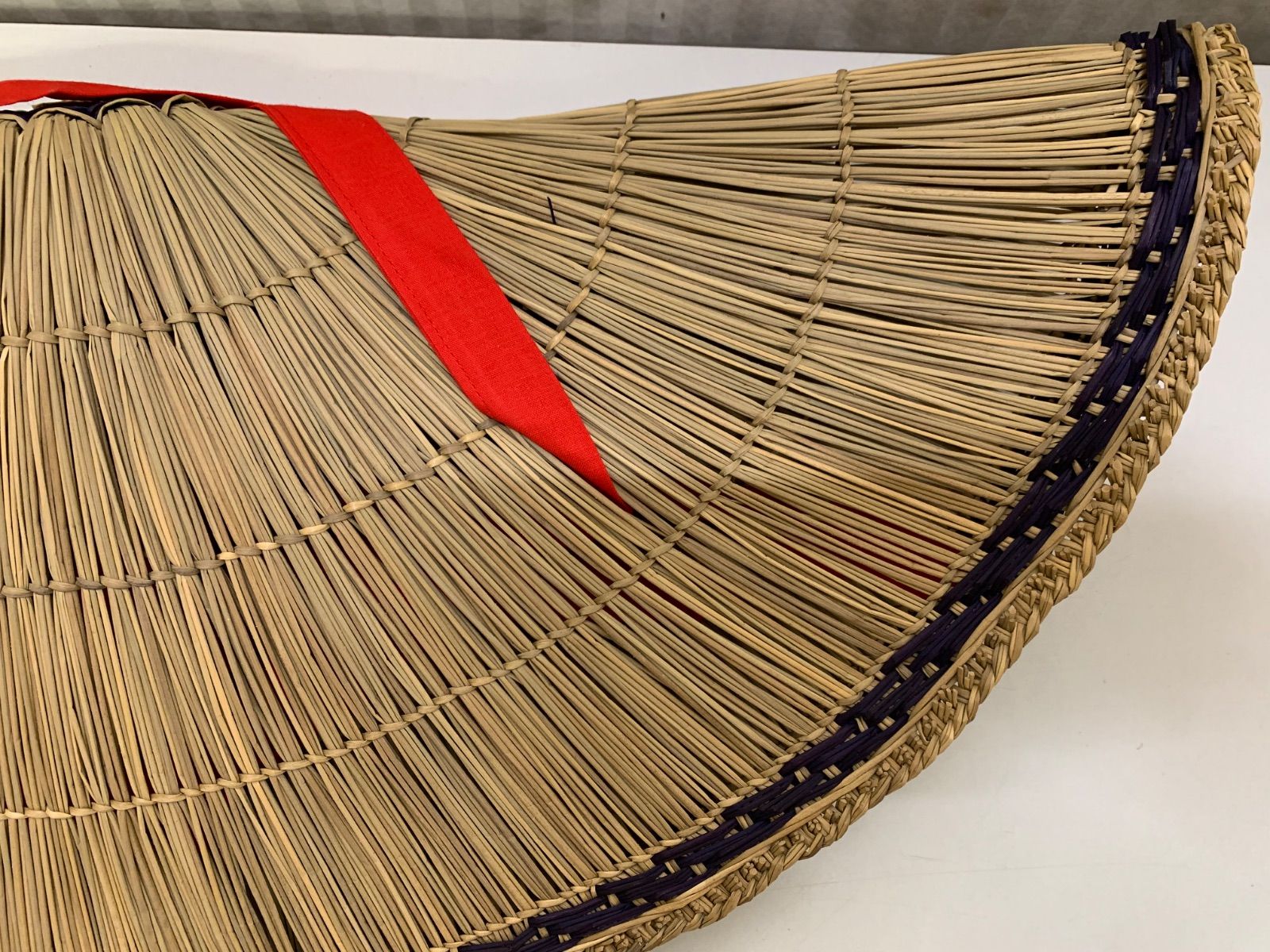 おけさ笠 編み笠 折編笠 おり編笠 赤紐 日本舞踊 阿波踊り 直径56cm 2