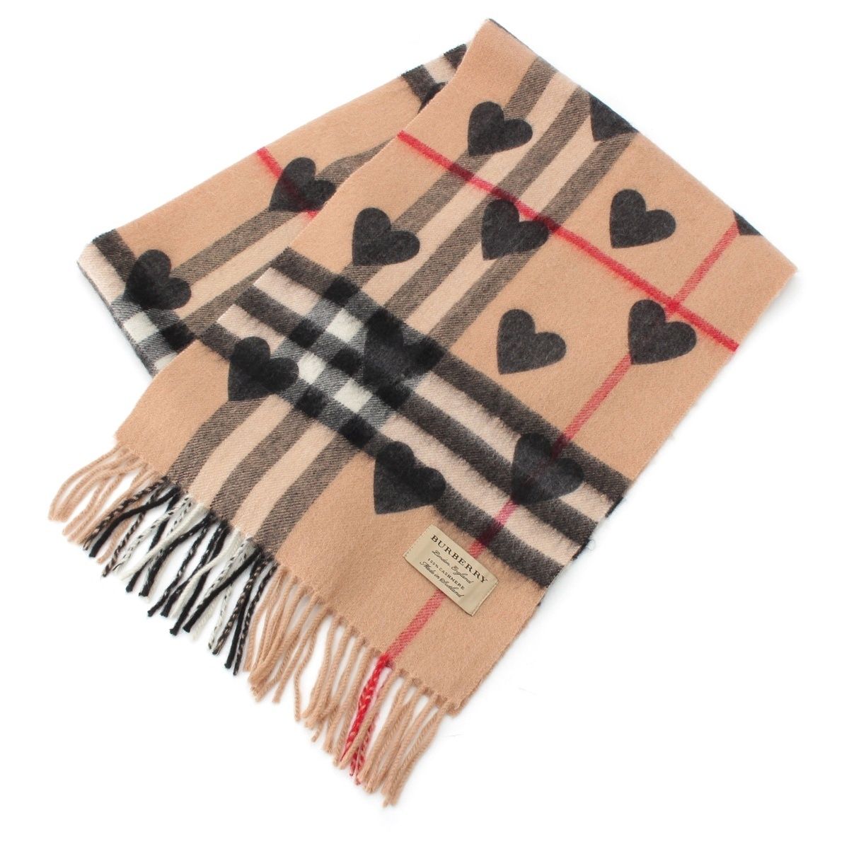 バーバリー カシミヤ ノバチェック ハート マフラー 3201316 ブラウン