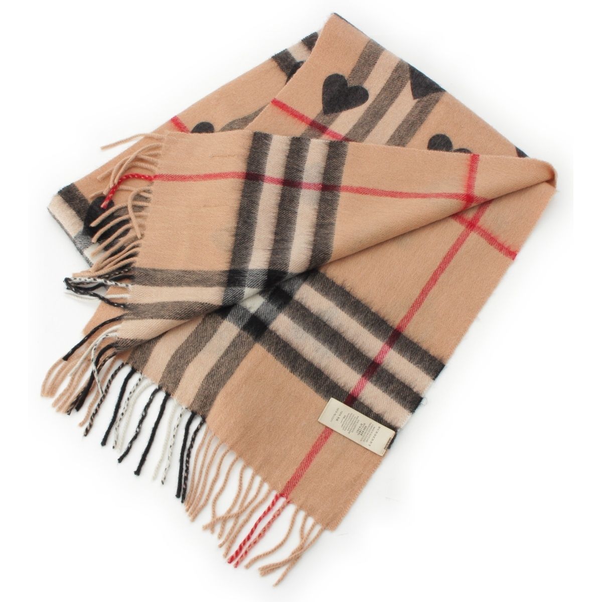バーバリー カシミヤ ノバチェック ハート マフラー 3201316 ブラウン