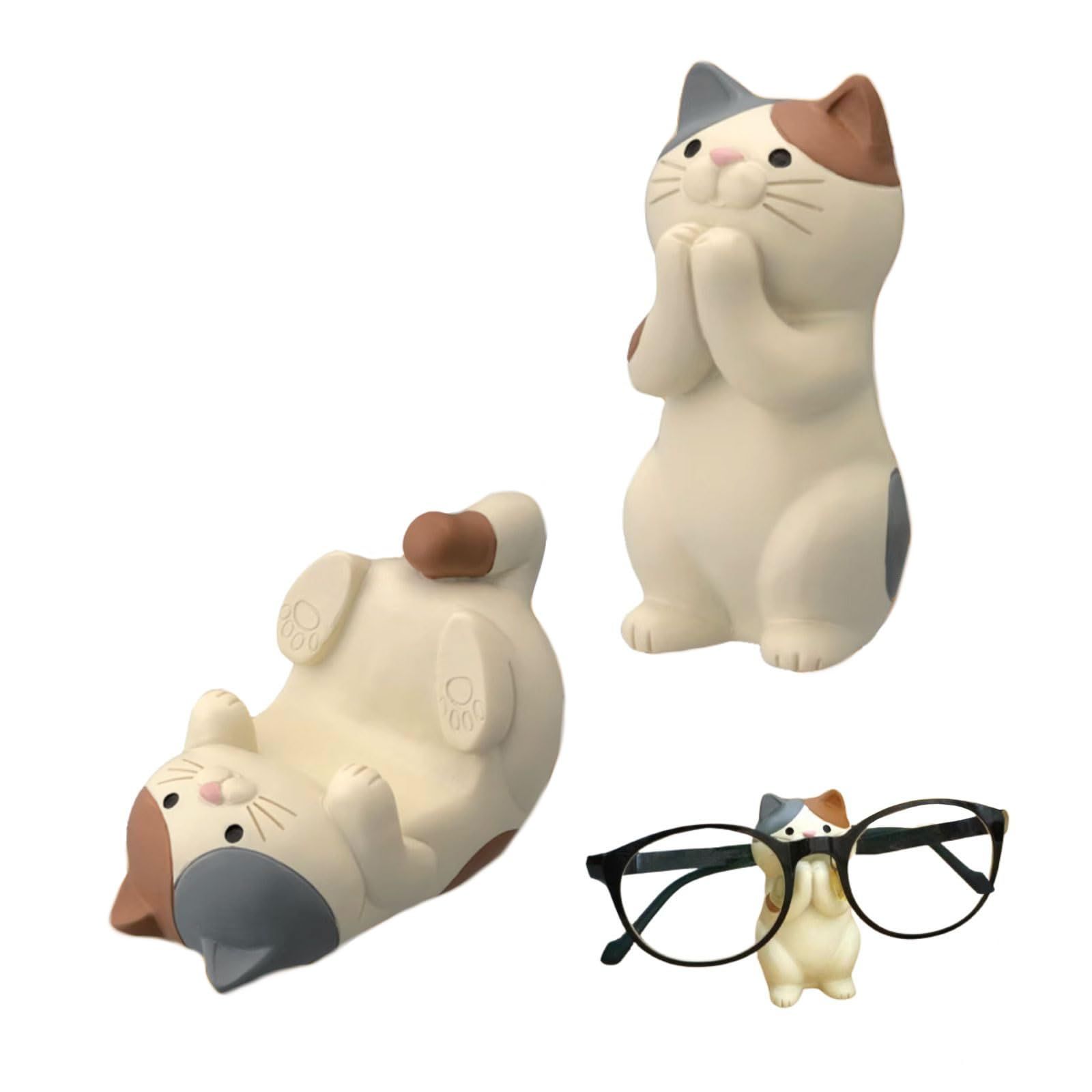 Hyack スマホスタンド 猫 スマホ立て メガネスタンド メガネ置き 携帯スタンド 卓上インテリア（仰姿猫手机架(整箱133个)） [仰姿猫手机架(整箱133个)]
