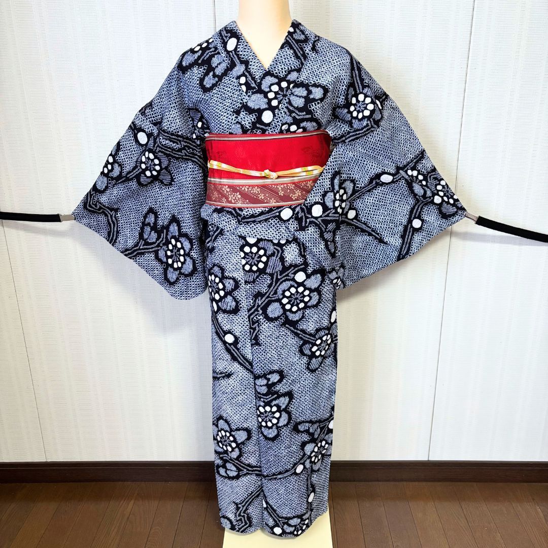 美品 有松鳴海絞り 綿 高級浴衣 着物 A3086 美品 有松鳴海絞り 綿 高級