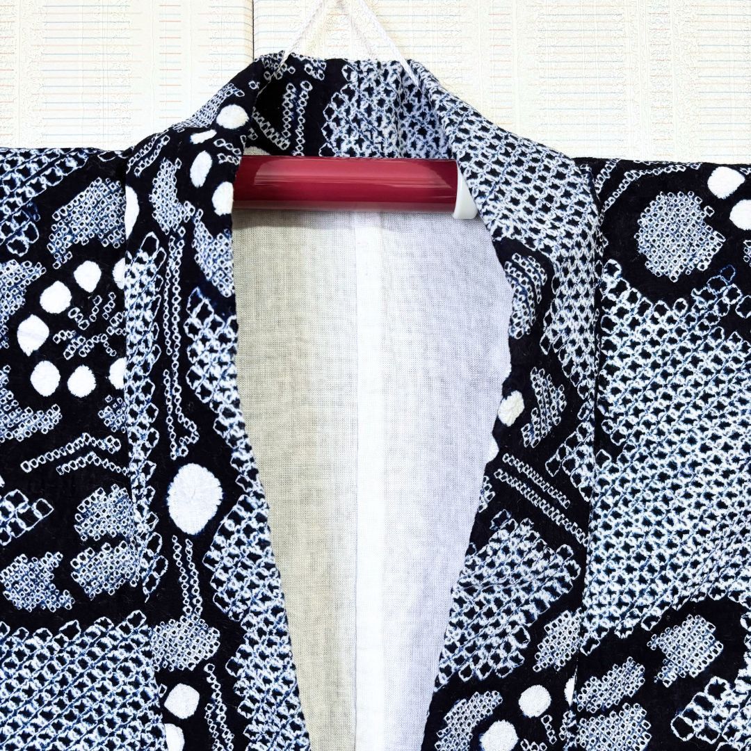 有松鳴海絞りフルセット4点高　美品綿浴衣+半幅帯+帯締め+帯揚げ 美品 絞り有松鳴海絞り 浴衣セット 身丈156cm 裄66.5cm 伝統工芸 浴衣