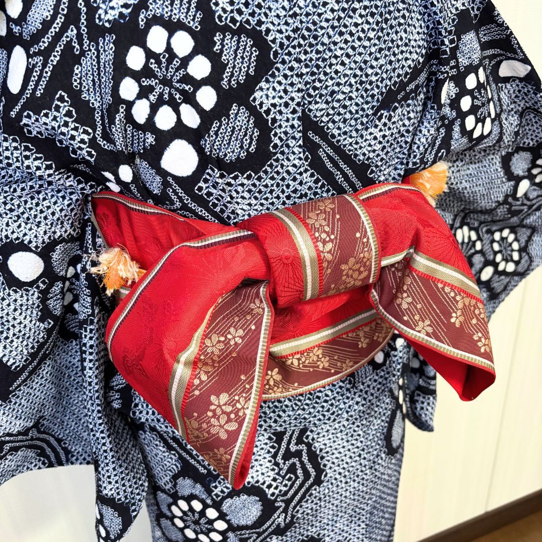 美品 絞り有松鳴海絞り 浴衣セット 身丈156cm 裄66.5cm 伝統工芸 浴衣