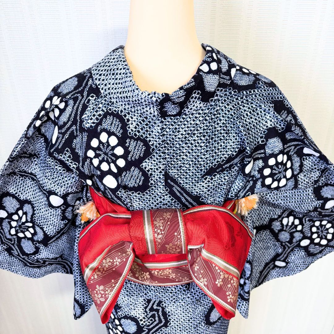 【専用です】帯と絞り浴衣セット 美品 絞り有松鳴海絞り 浴衣セット 身丈156cm 裄66.5cm 伝統工芸 浴衣