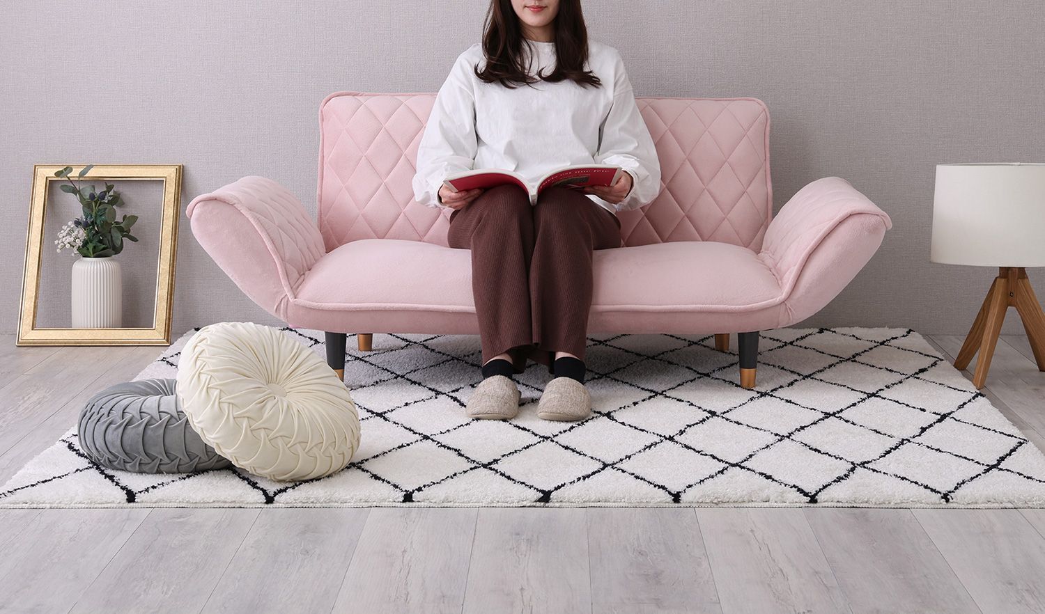 ♪2人掛 ダイヤモンドキルト カウチソファ ［幅130-170cm］ ソファ