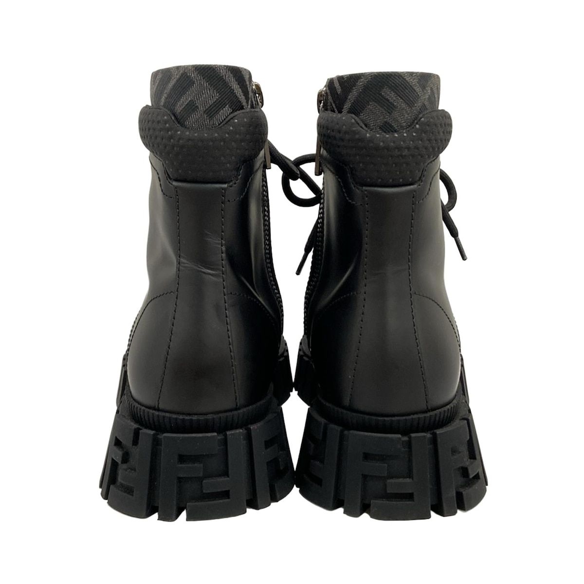 FENDI(フェンディ) ショートブーツ 9 メンズ - 黒×ダークグレー ズッカ