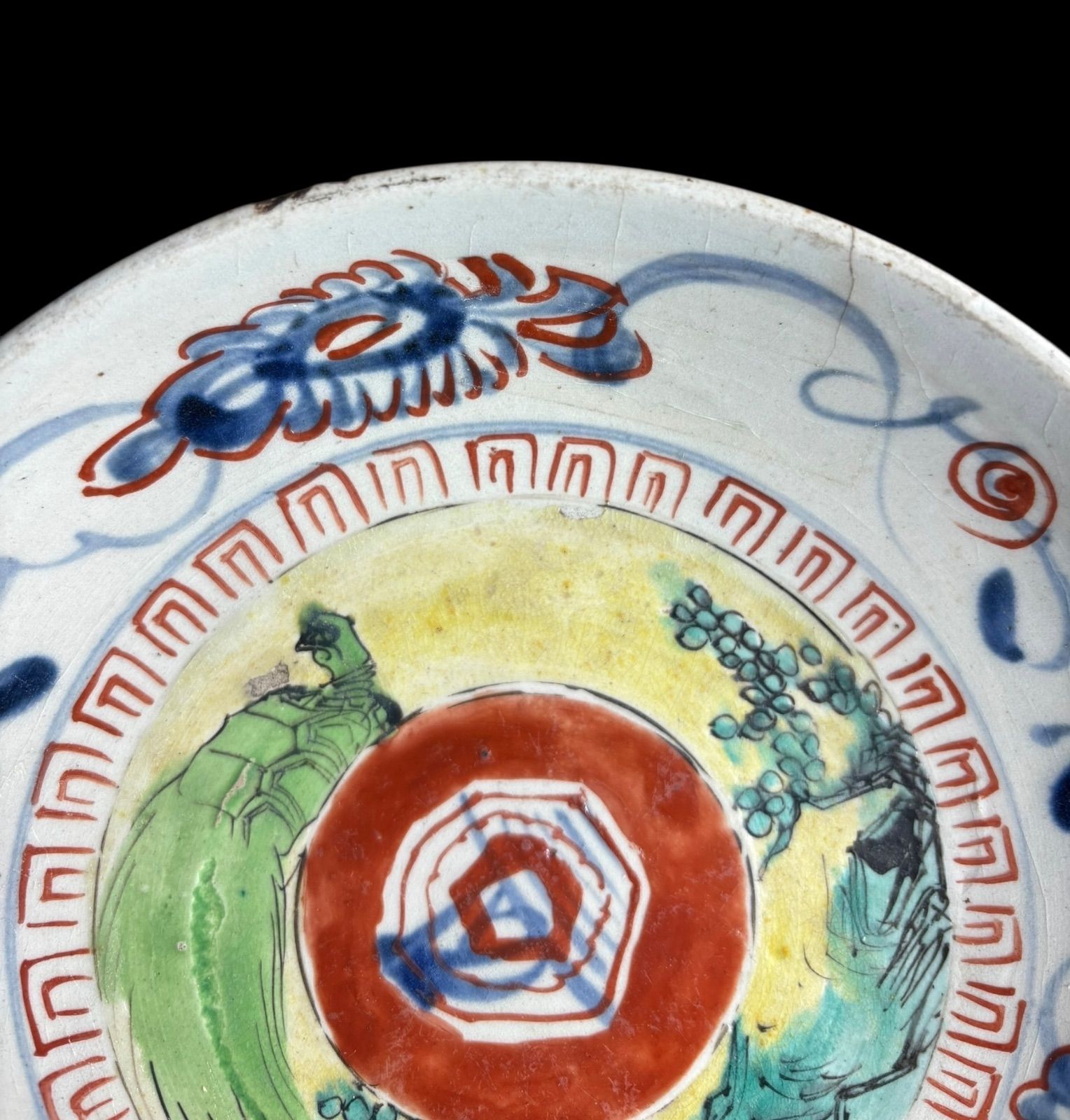 時代物 菓子鉢 色絵 共箱 鉢 陶器 旅館 和食器 明治 骨董品