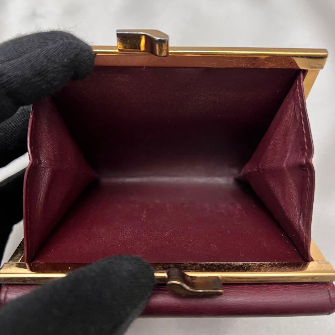 ◇美品◇カルティエ マストライン コンパクト財布 ボルドー×ゴールド