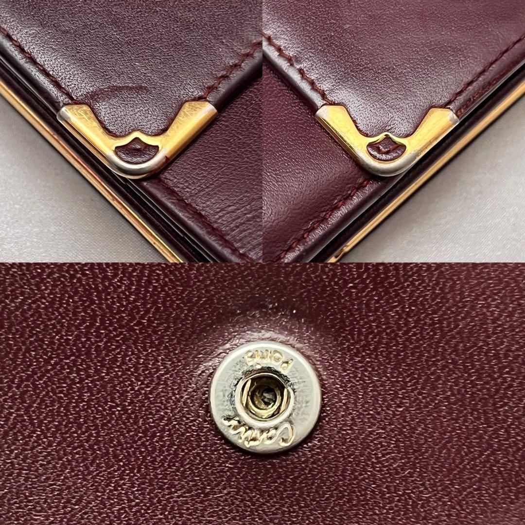 ◇美品◇カルティエ マストライン コンパクト財布 ボルドー×ゴールド