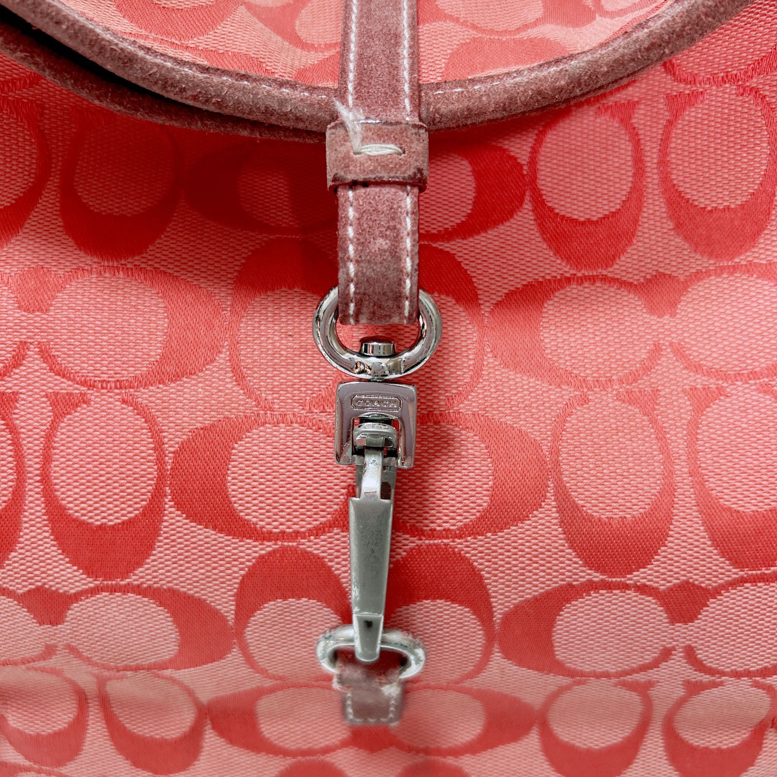 希少 COACH コーチ 6845 バッグ ハンドバッグ シグネチャー 赤 汚れ 