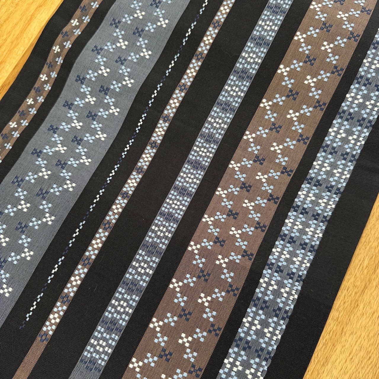 野原織物工房 野原俊雄】 南風原花織 手織り九寸名古屋帯 中古超美品