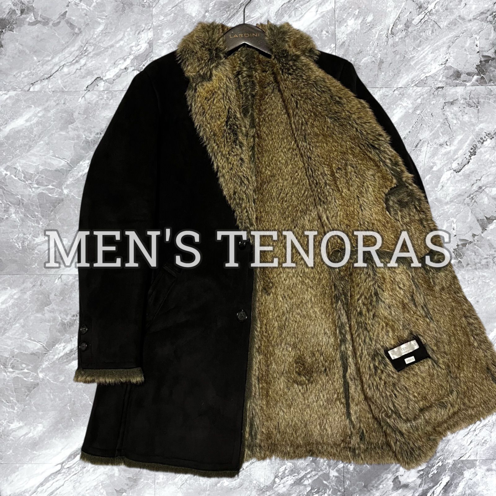(美品) メンズティノラス ￼ムートン コート ファー チェスター MEN'S TENORAS メンズティノラス フェイクムートンコート チェスター