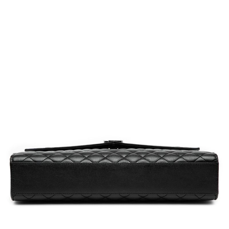 サンローラン YSLロゴ エンベロープ チェーン ショルダーバッグ ハンドバッグ 600166 ブラック シルバー レザー SAINT LAURENT 【中古】 サンローラン YSLロゴ エンベロープ チェーン ショルダーバッグ