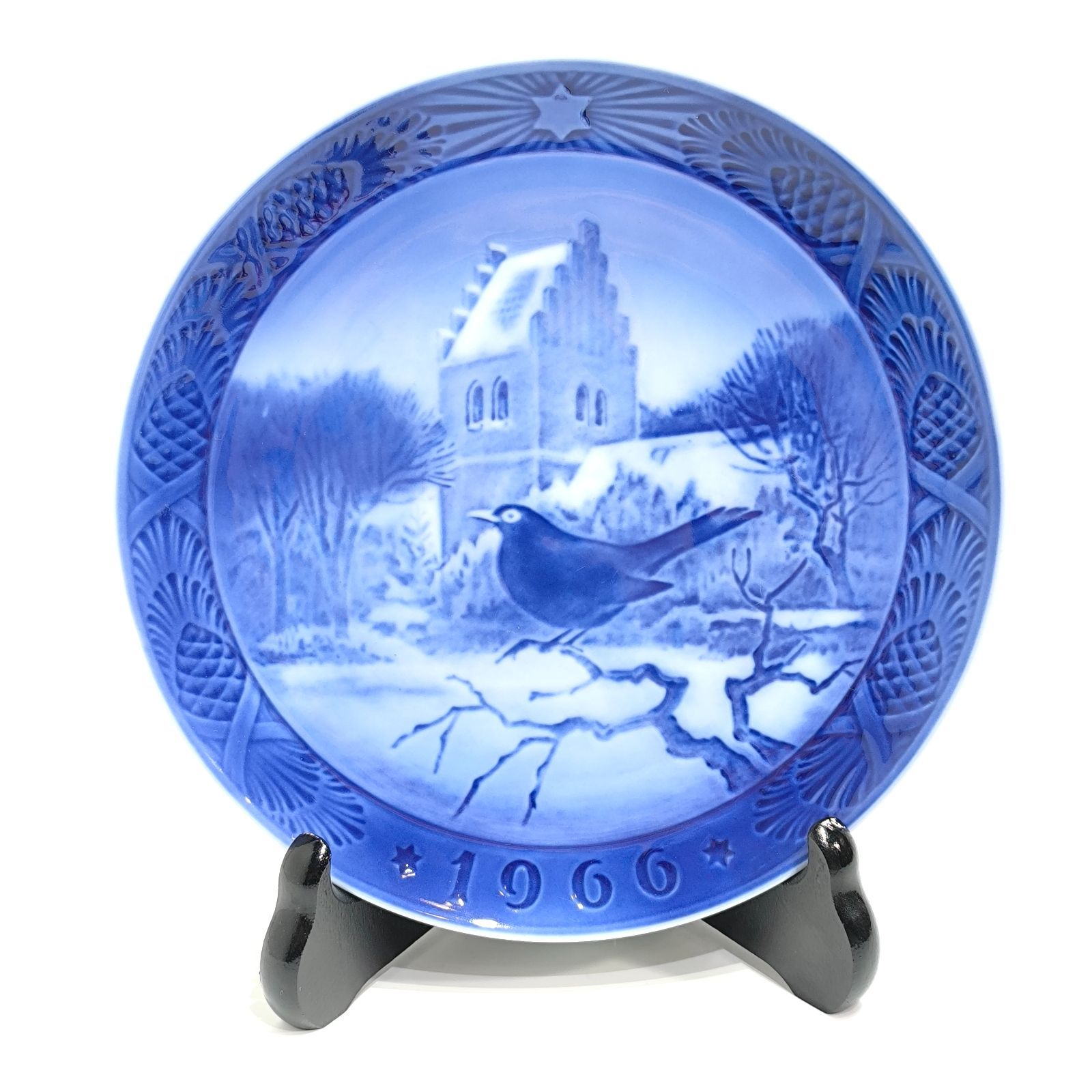 ロイヤルコペンハーゲン イヤープレート 1966年 昭和41年 教会の黒鳥