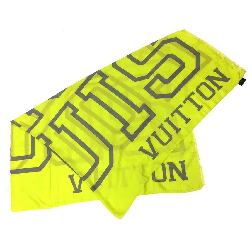 ルイヴィトン　大判ストール　シルク混　アイボリー　ヴィンテージ セール LOUIS VUITTON ルイヴィトン 大判ストール エトール・フルオ