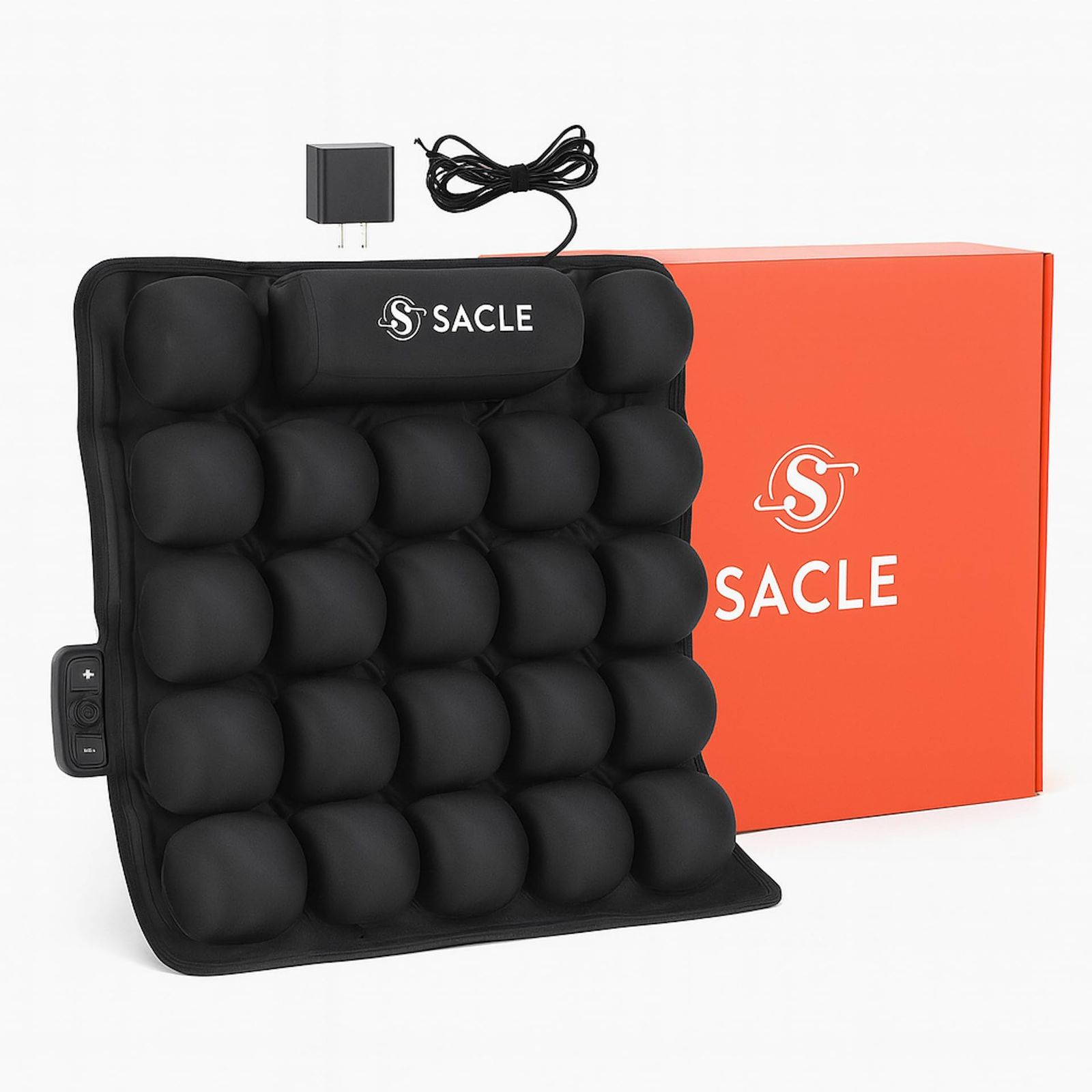 SACLE スマートエアクッション USB 電源式 腰 座布団 オフィスチェア ドライブ ポータブル 飛行機 軽量 レジャー SAC-AC-B1 