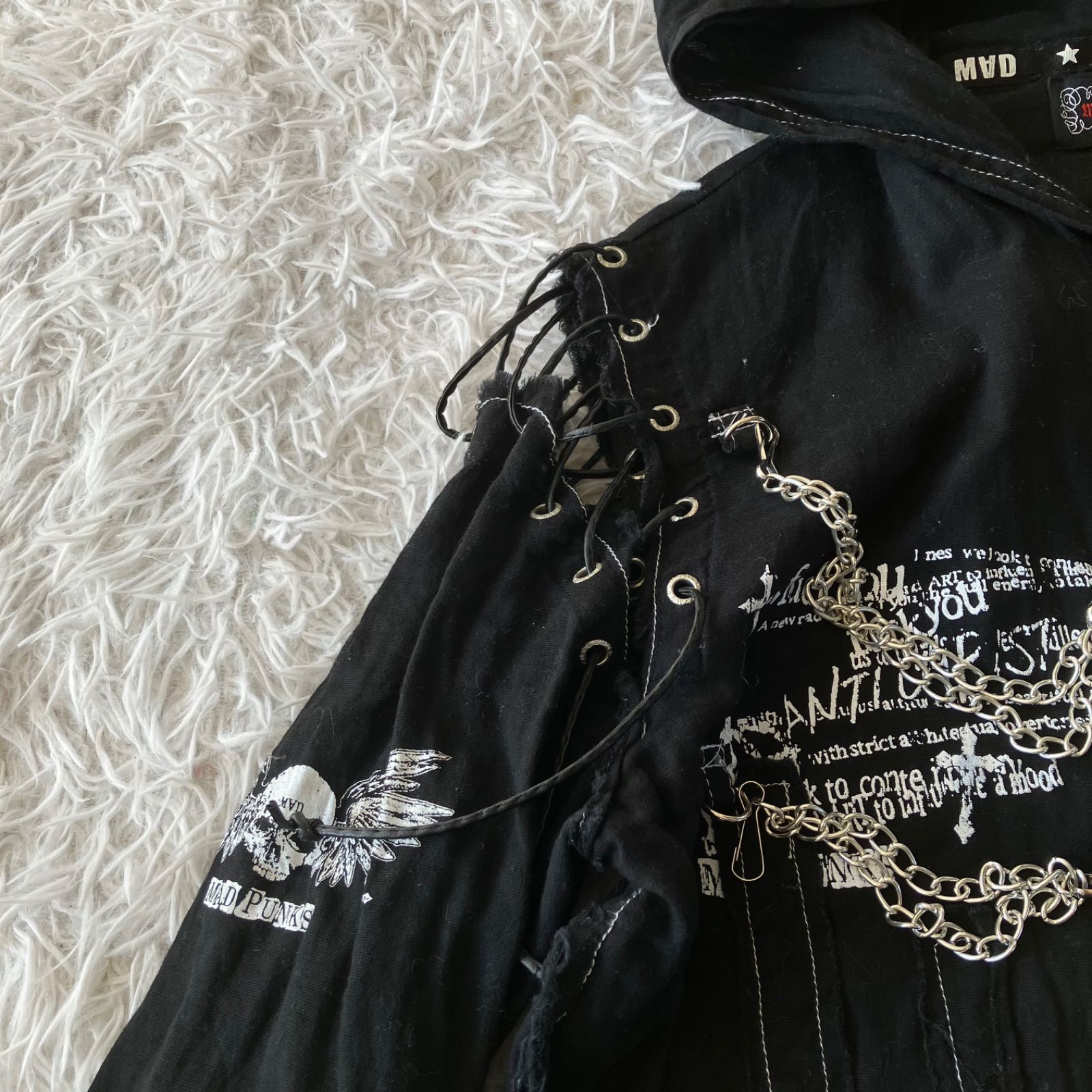 MAD PUNKS ボンテージ ガーゼ パンク シャツ 古着 y2k MAD PUNKS ボンテージ ガーゼ パンク シャツ 古着 y2k 2025年最新】Mad