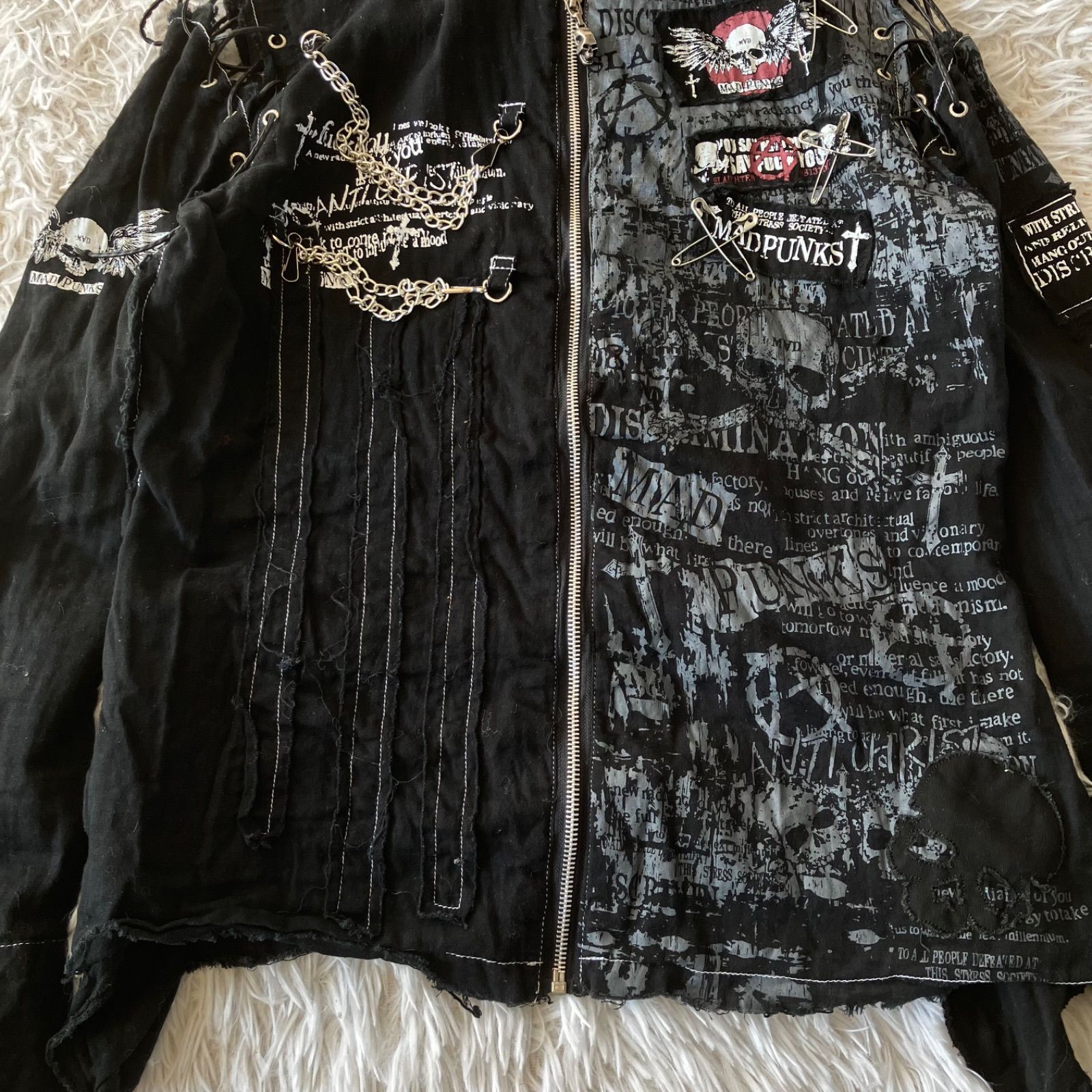 y2k MAD PUNKS マッドパンク ジップアップパーカー スカル ブラック