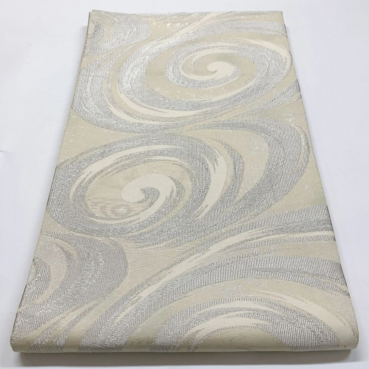 6001］袋帯 渦巻文様 銀糸 六通 シルバー 正絹 着物 フォーマル - メルカリ