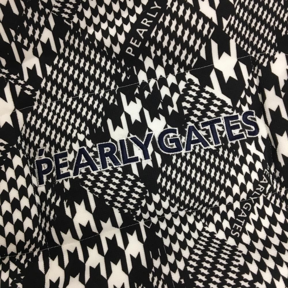 ゴルフ 【超美品】パーリーゲイツ フード付中綿ベスト 白×黒 総柄