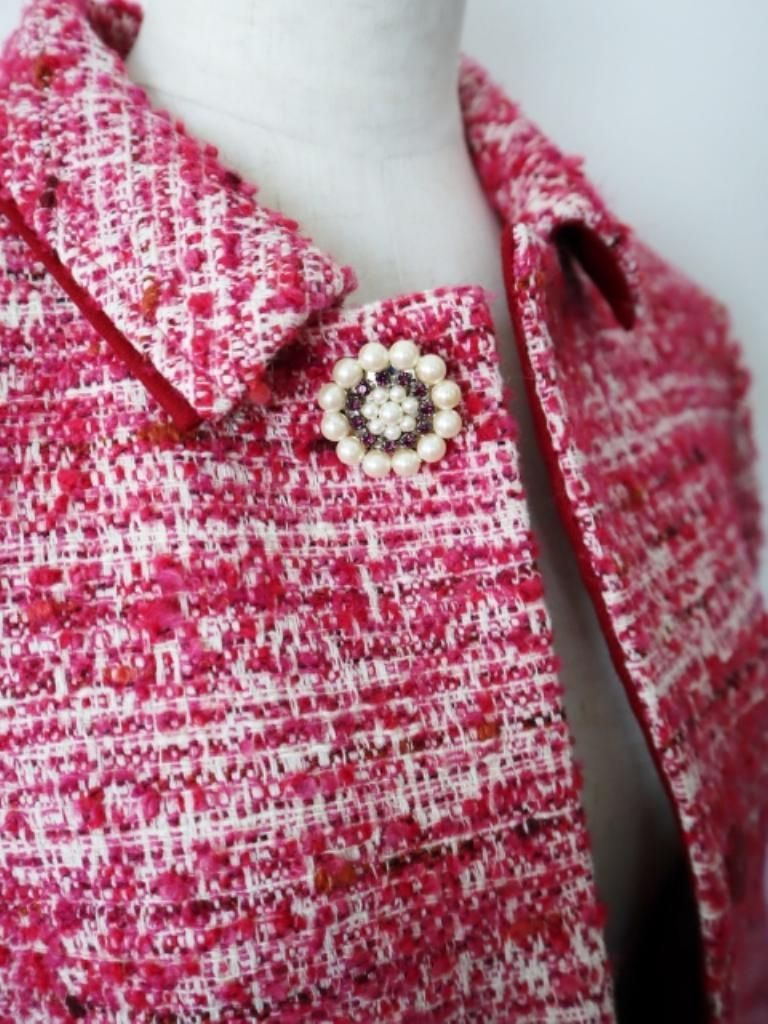 TOCCA トッカ CAMELOT TWEED ツイードコート Sサイズ 0 レッド オフ