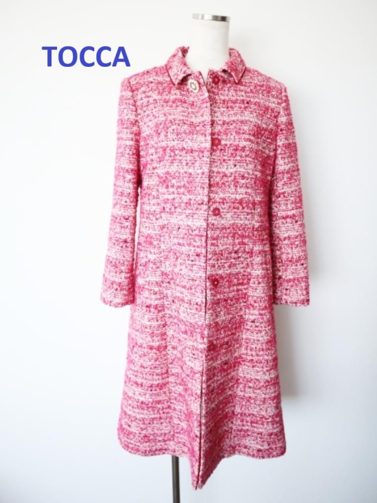 TOCCA トッカ CAMELOT TWEED ツイードコート Sサイズ 0 レッド オフ