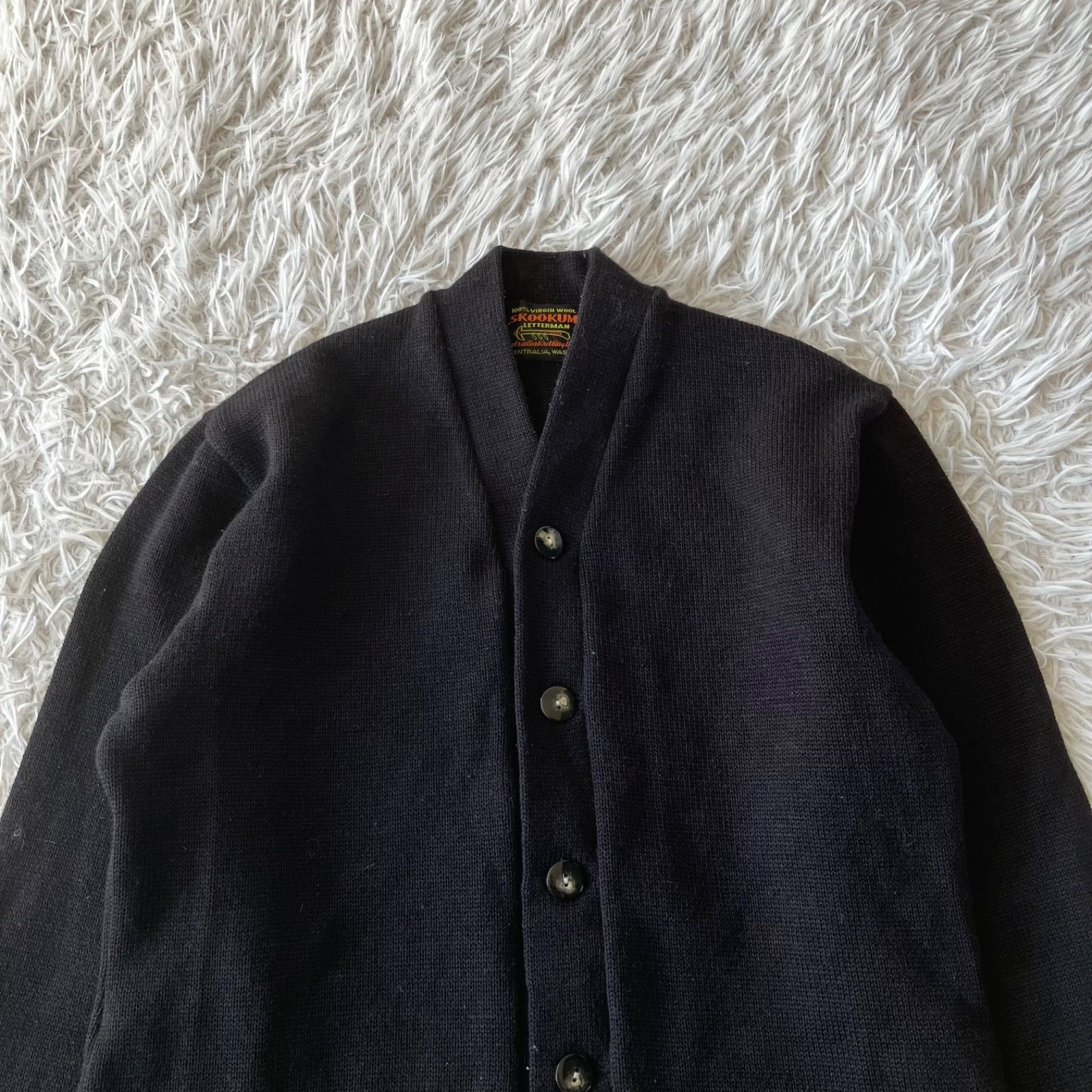 米国製 アメリカ製 SKOOKUM 100%バージンウール カーディガン 38