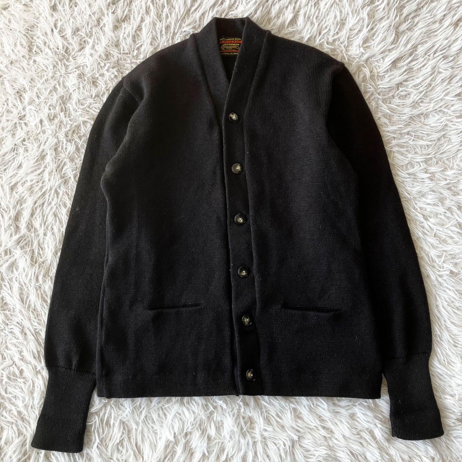 米国製 アメリカ製 SKOOKUM 100%バージンウール カーディガン 38