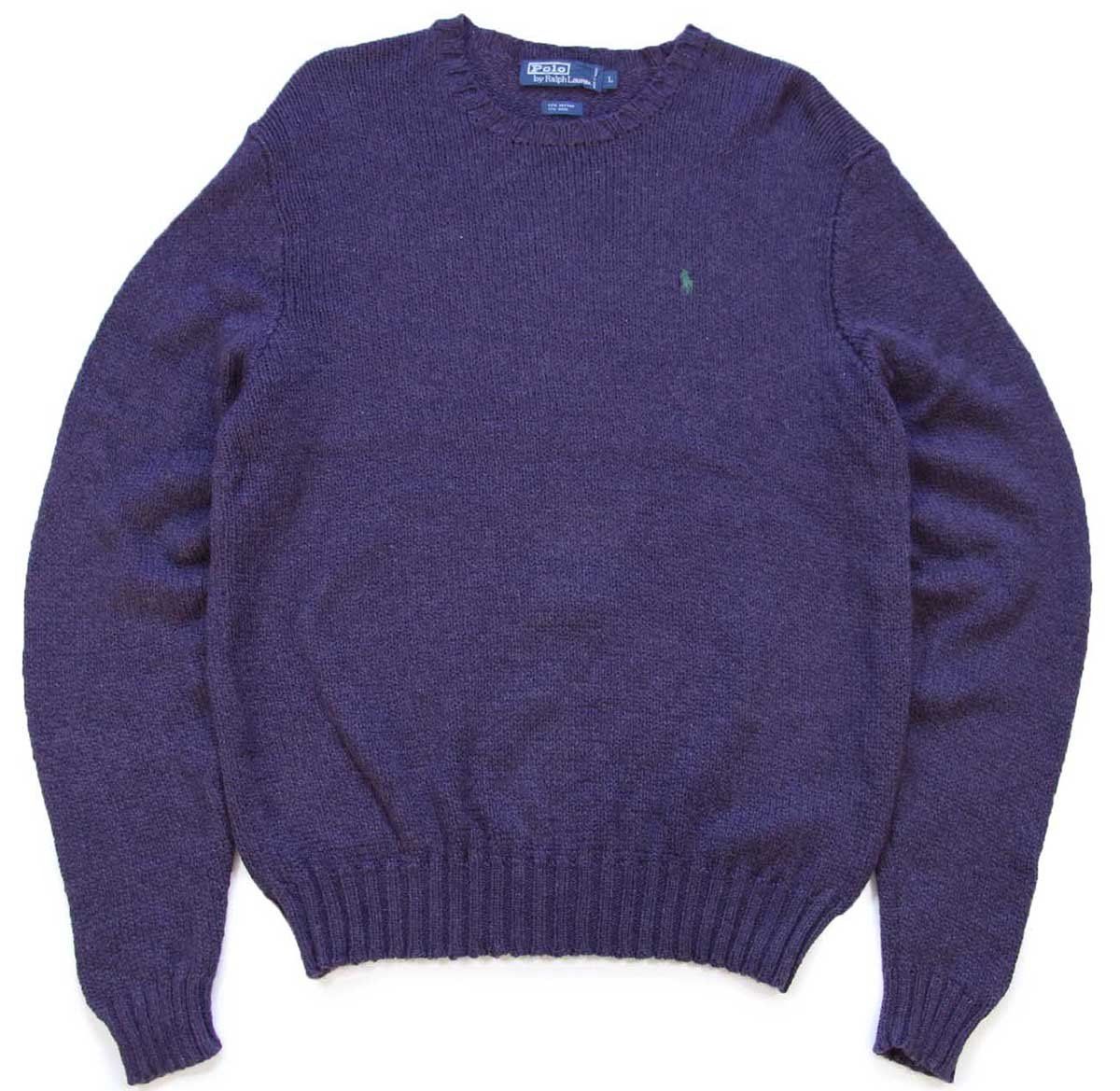 90s ポロ ラルフローレン ワンポイント コットン×ウールニット