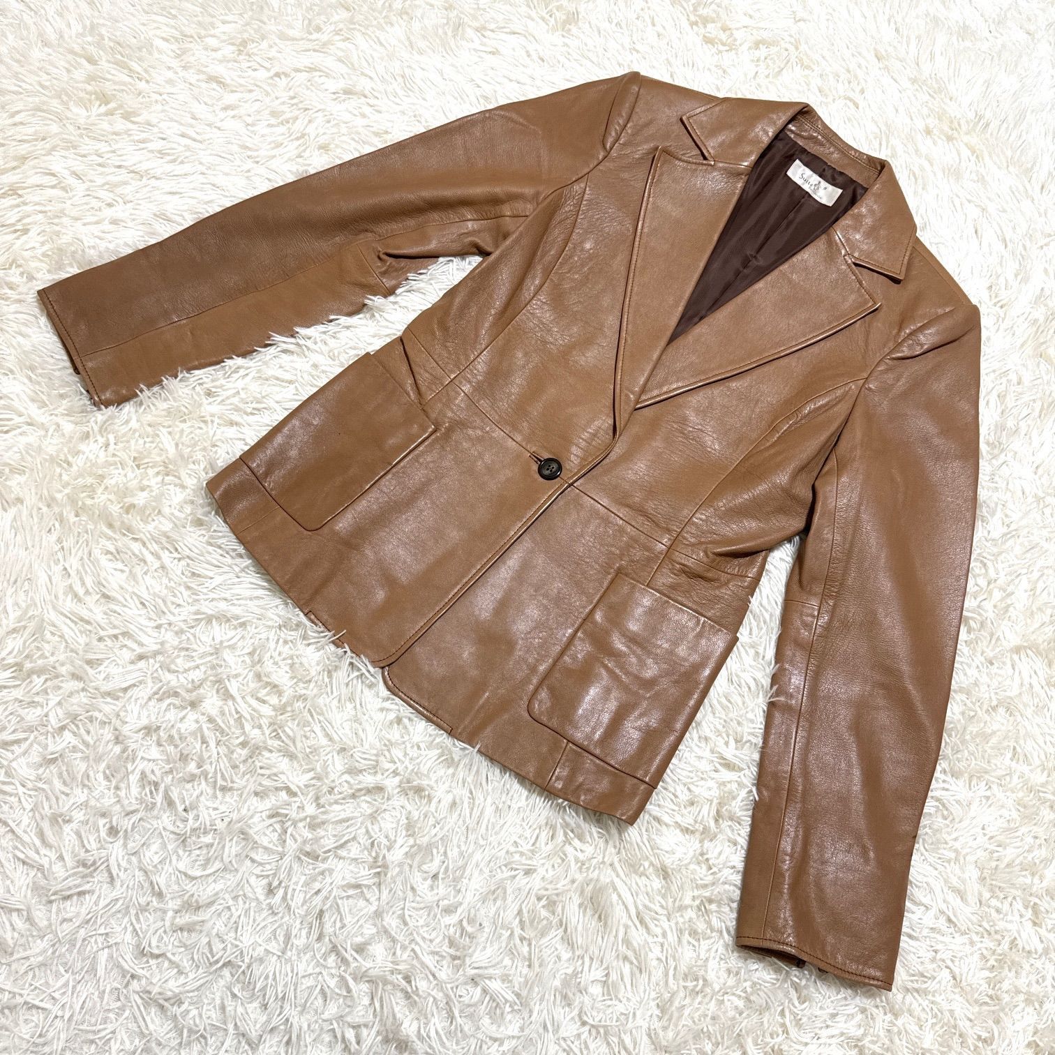 KUMIKYOKU クミキョク 組曲 アウター レザー ジャケット 羊革 キャメル