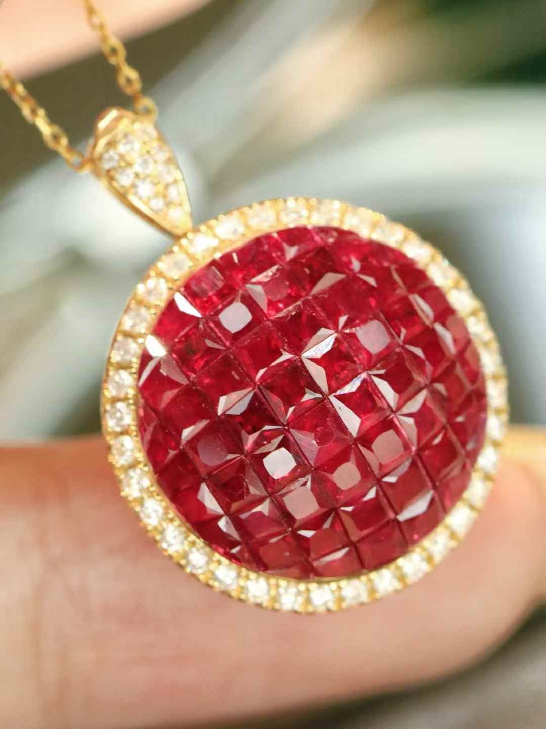 4.12ct インビジブルセット ルビー 2WAY リング＆ペンダント