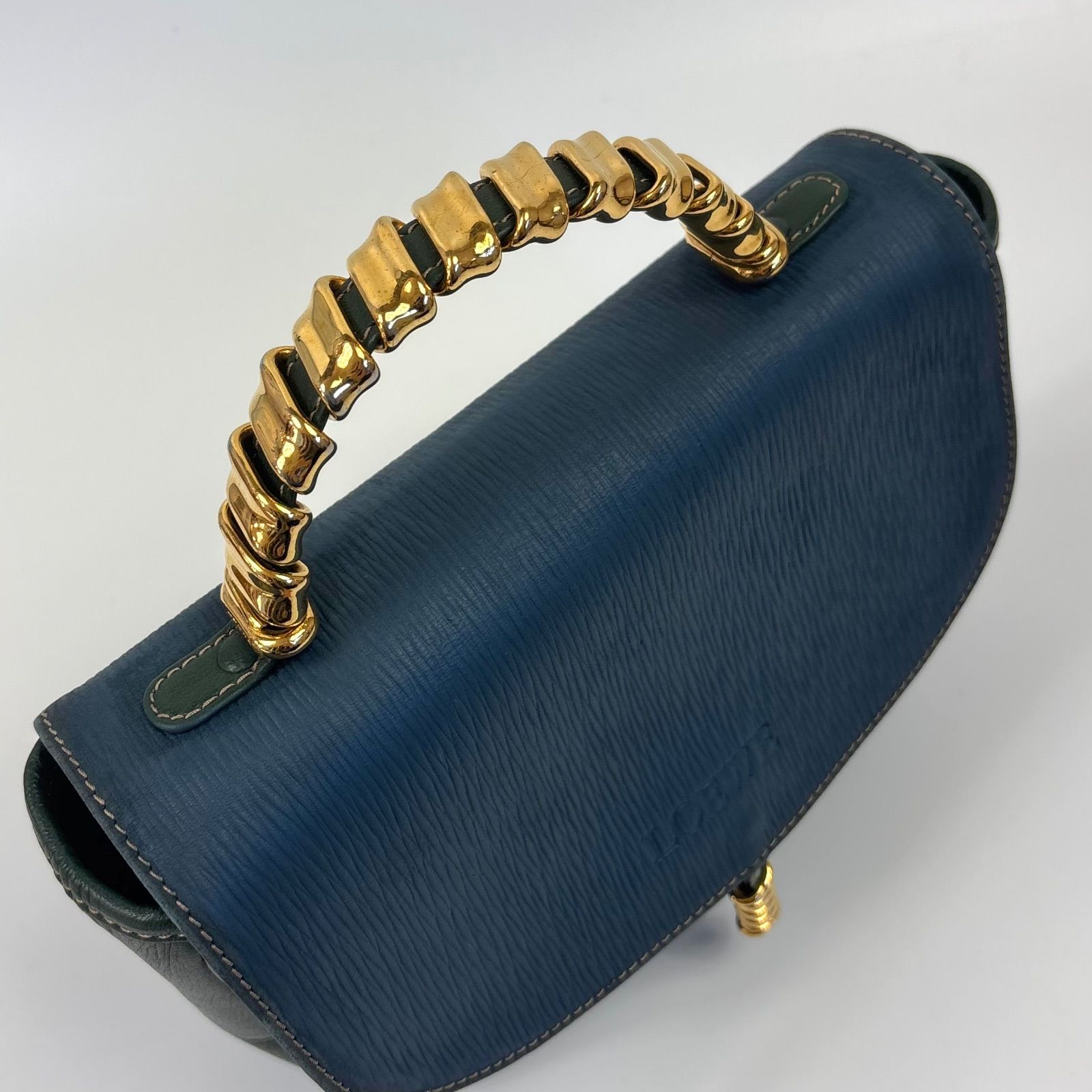 LOEWE ロエベ ベラスケス ハンドバッグ バイカラー レザー ロゴ型押し