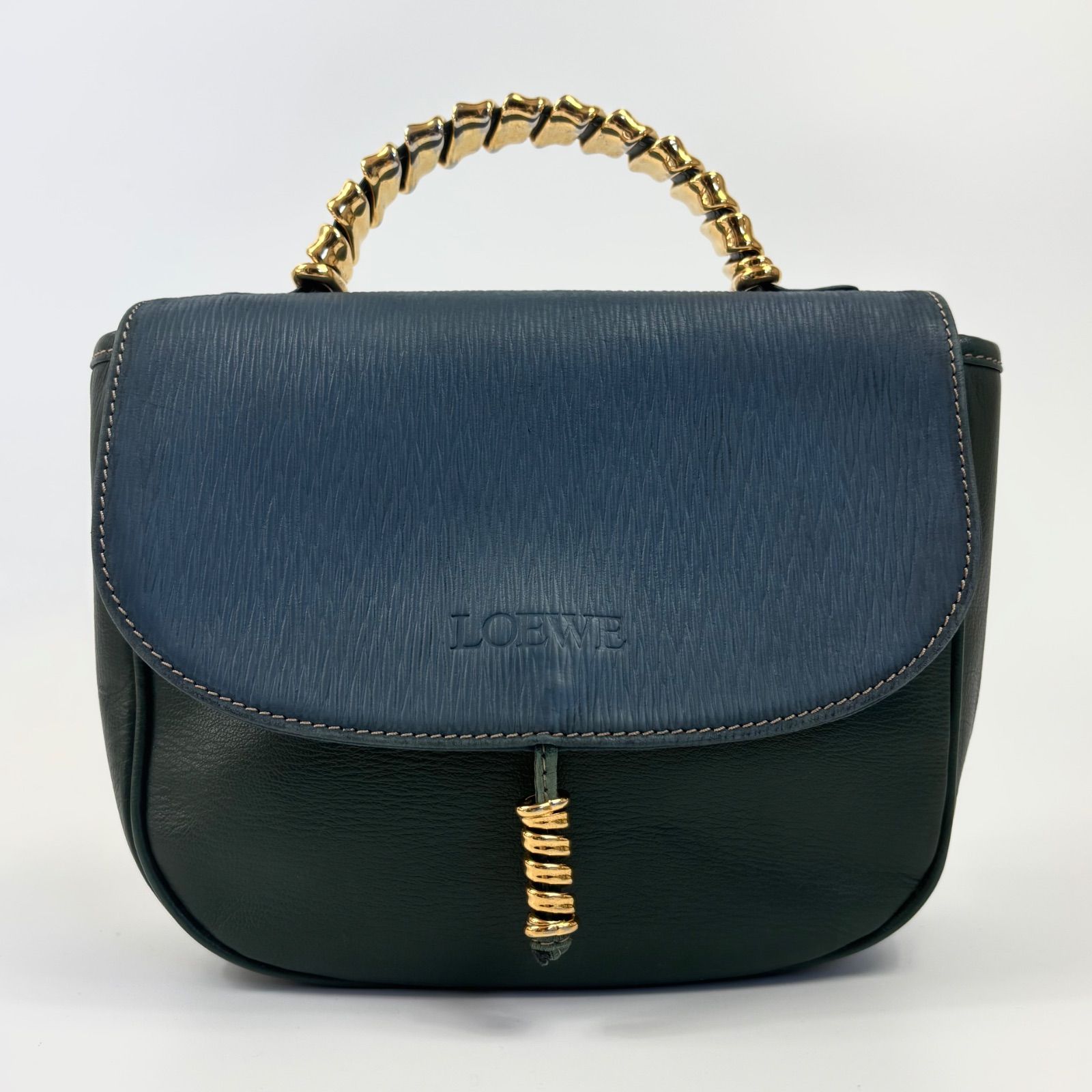 LOEWE ロエベ ベラスケス ハンドバッグ バイカラー レザー ロゴ型押し