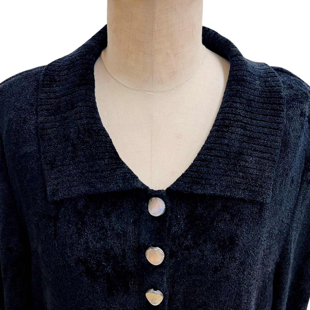 Leilian レリアン 襟付き トップス チュニック ブラック ウール混 13+