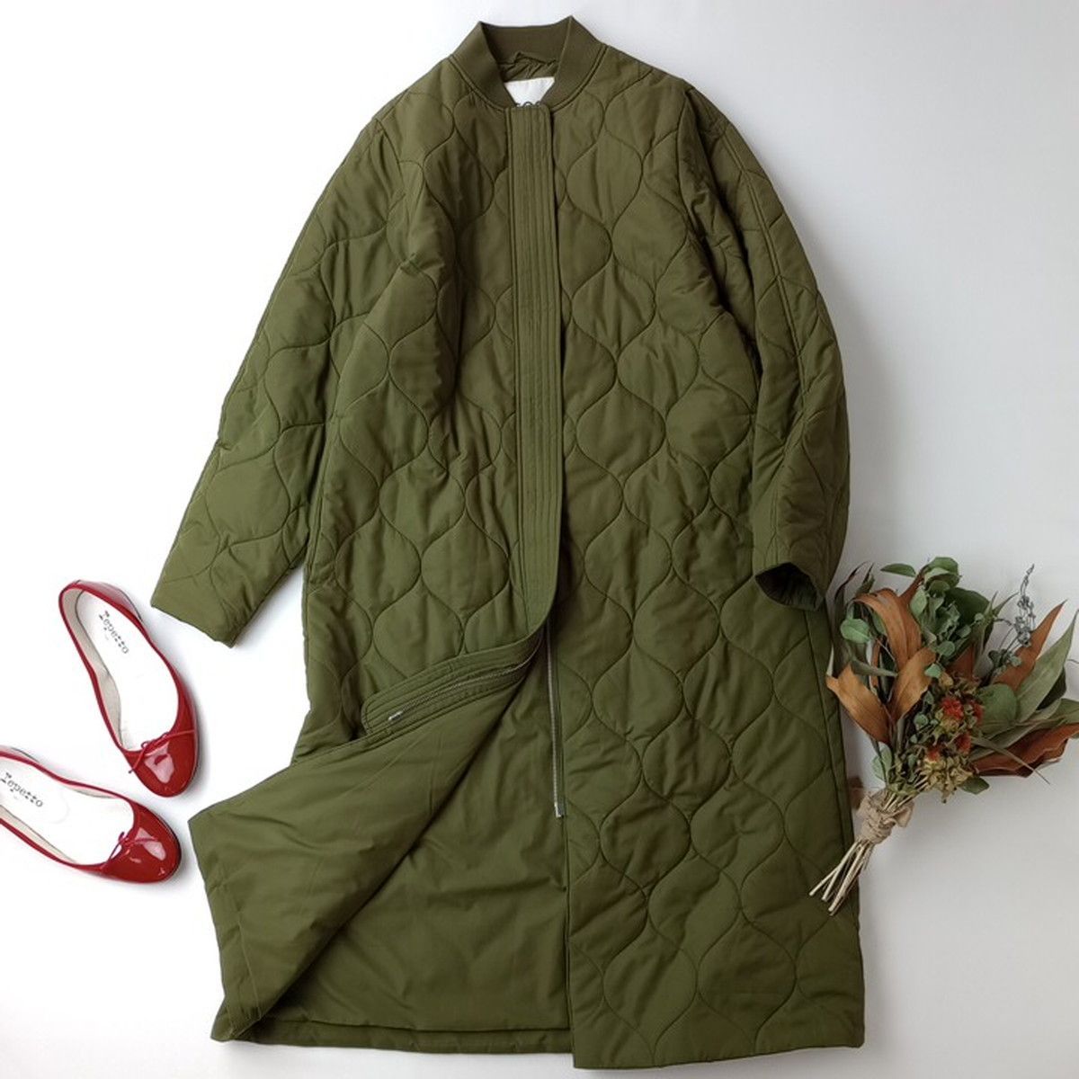 なる　フォロー割引 COS コス キルティングコート ロング ダブルジップ アウター 羽織 XS