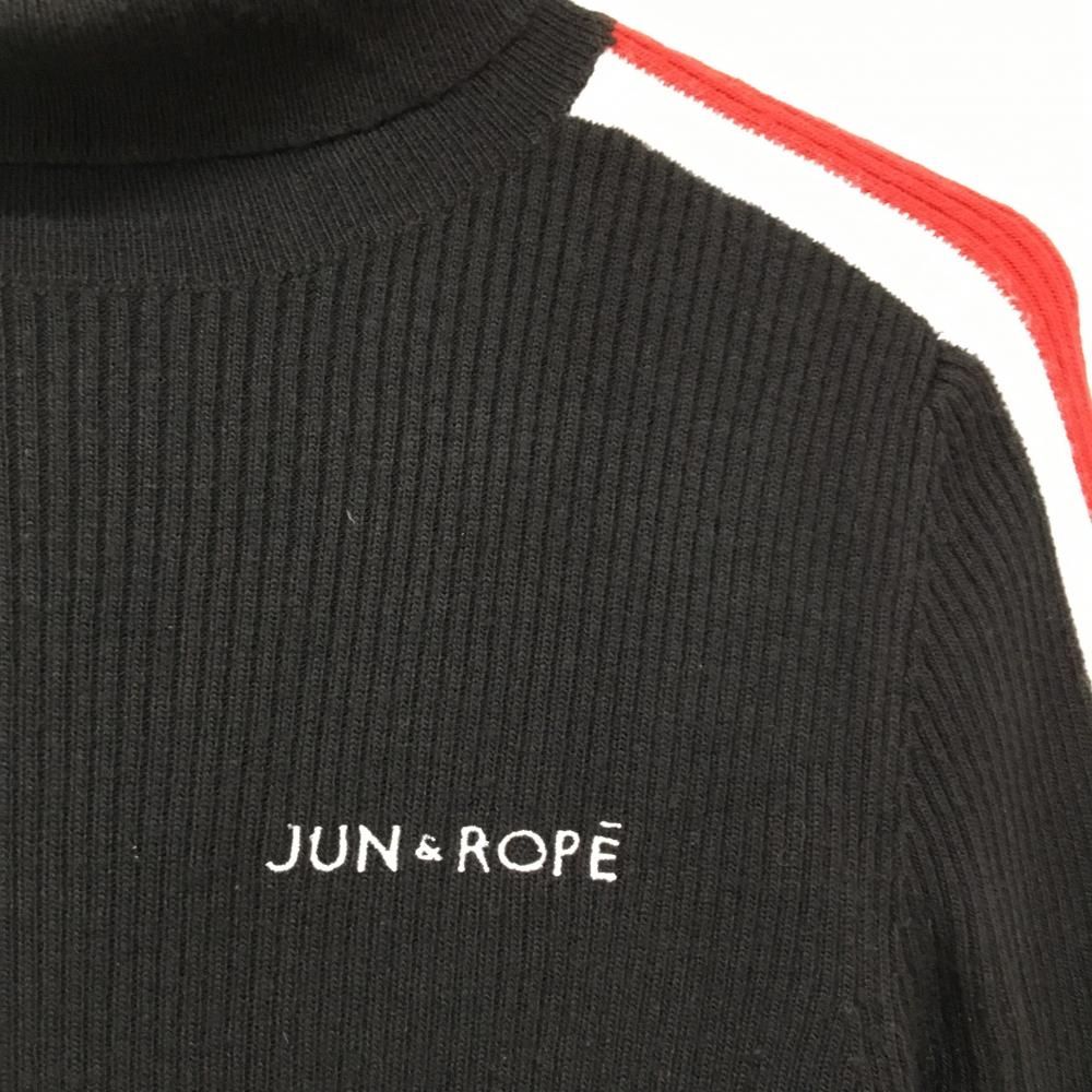 JUN & ROPE/ジュンアンドロペ/レディース/タートルネックセーター/ 美品】ジュンアンドロペ タートルネックセーター 黒×レッド 袖・サイド
